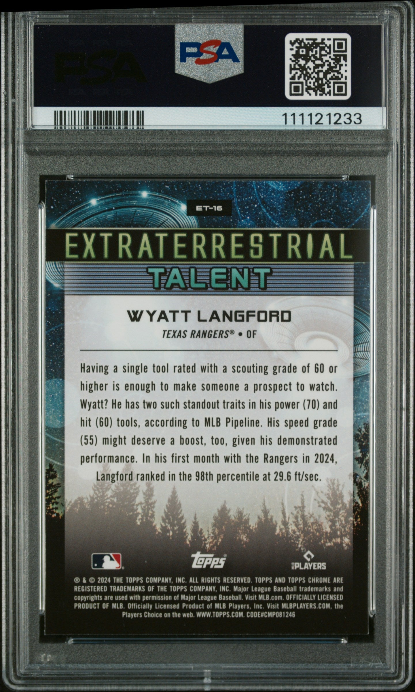 2024 Topps Chrome Cosmic Wyatt Langford #ET16 RC PSA 10