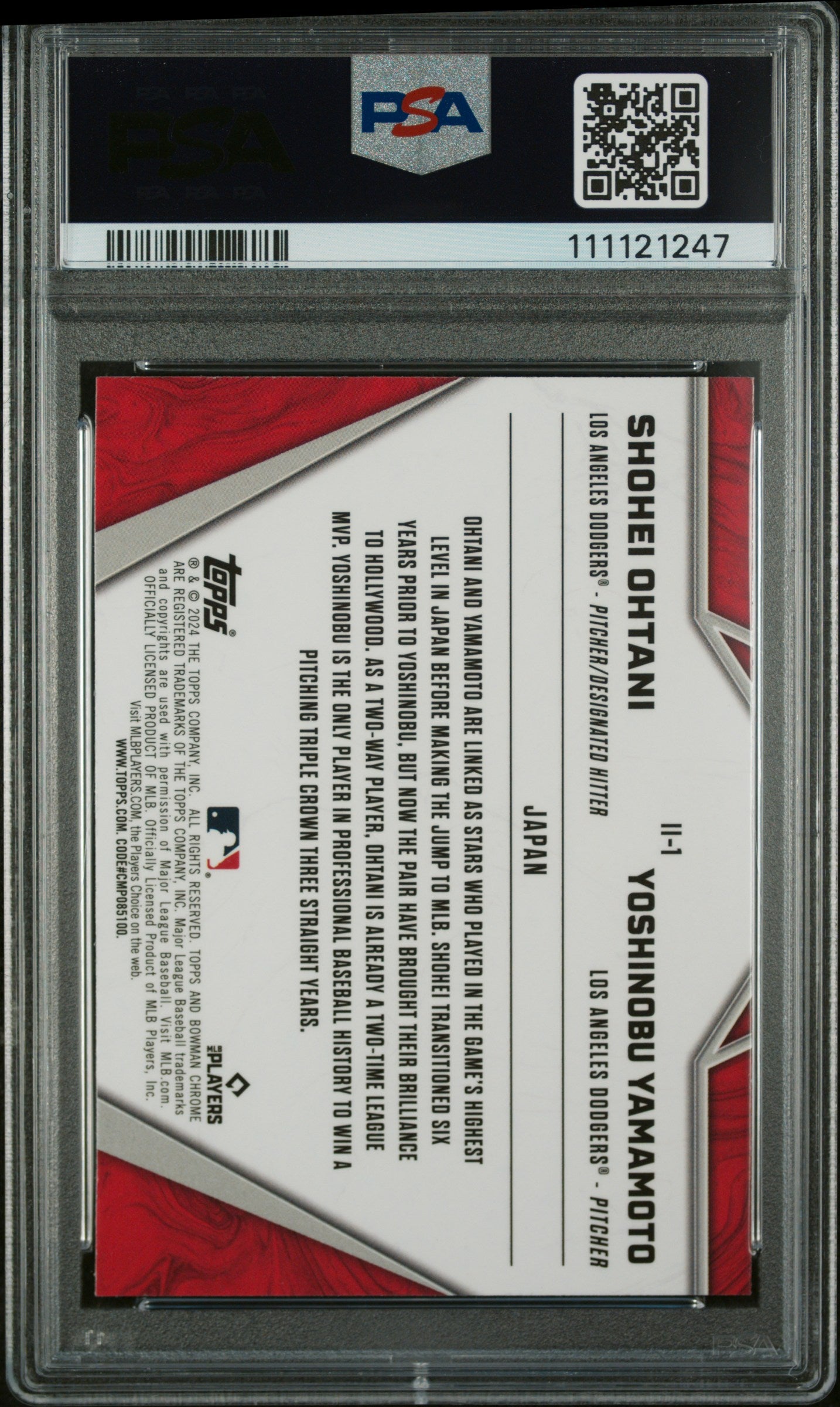 2024 Bowman Chrome International Impact Shohei Ohtani/Yamamoto #II-1 PSA 10