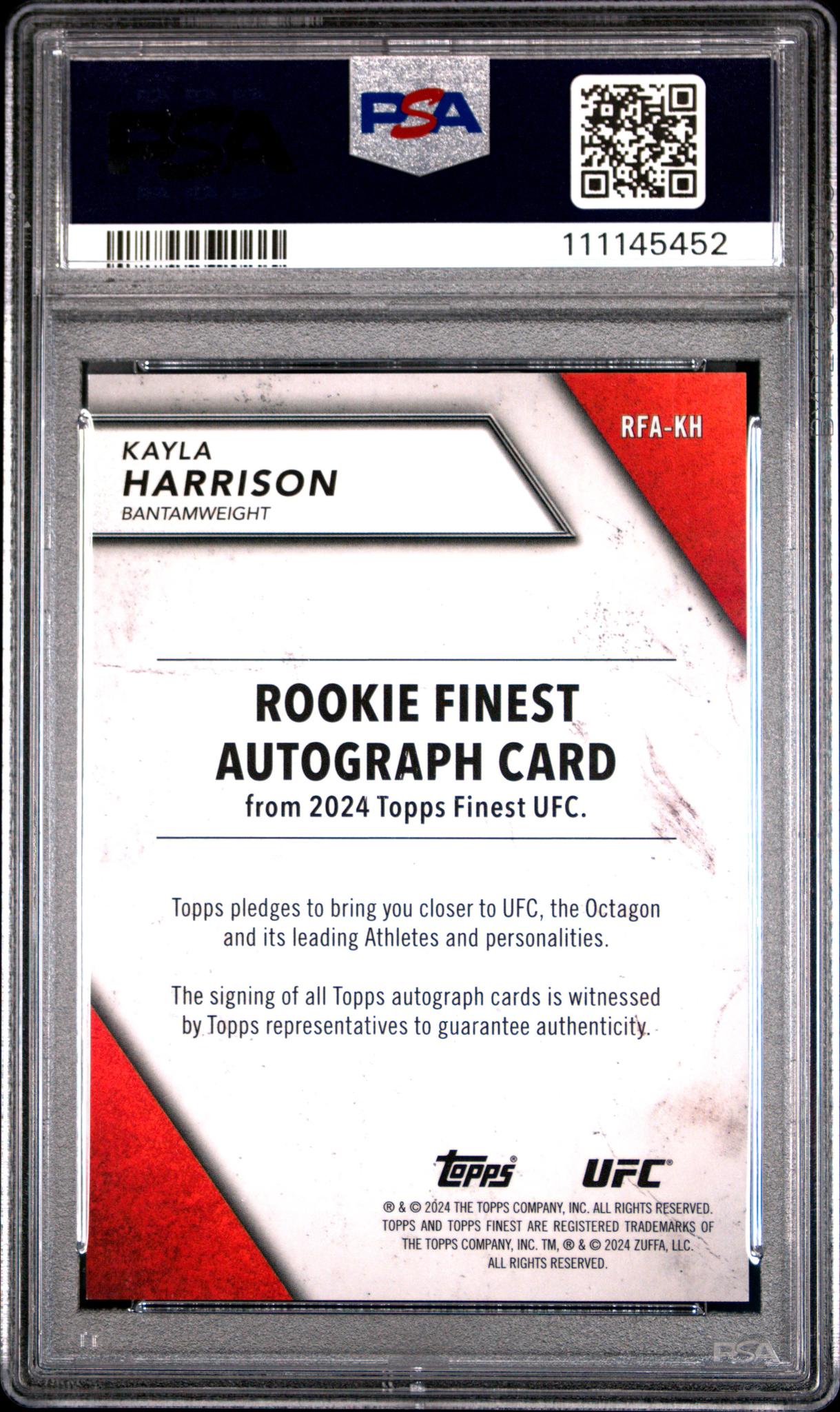 2024 Finest #RFA-KH Kayla Harrison Rookie Finest PSA 10