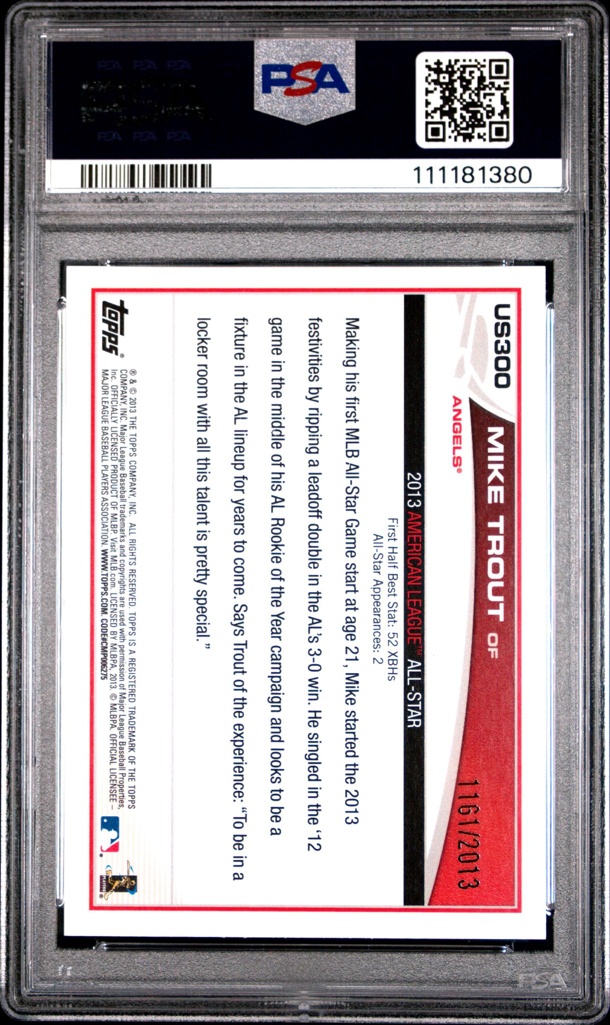 2013 Topps Update Gold Mike Trout #US300 /2013 PSA 9