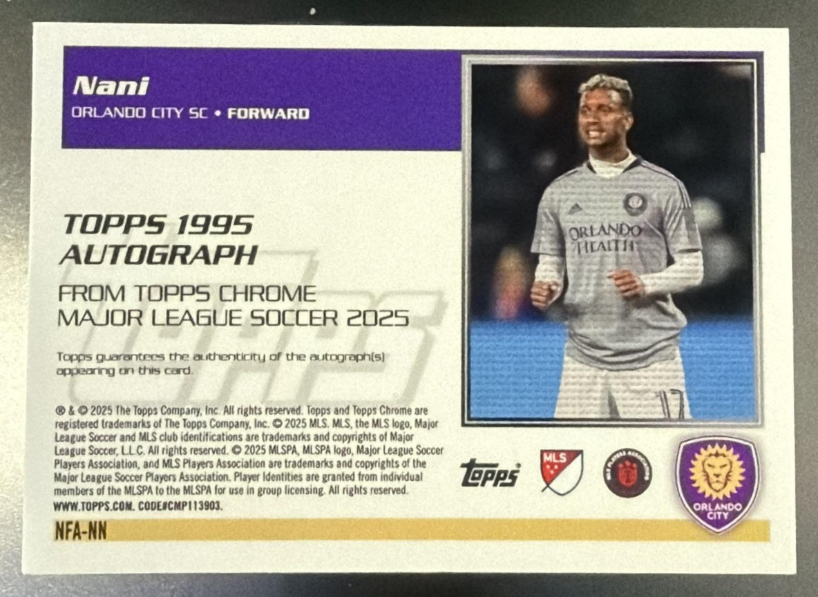 2025 Topps Chrome MLS NFA-NN Nani Purple Donut Holes Auto /75
