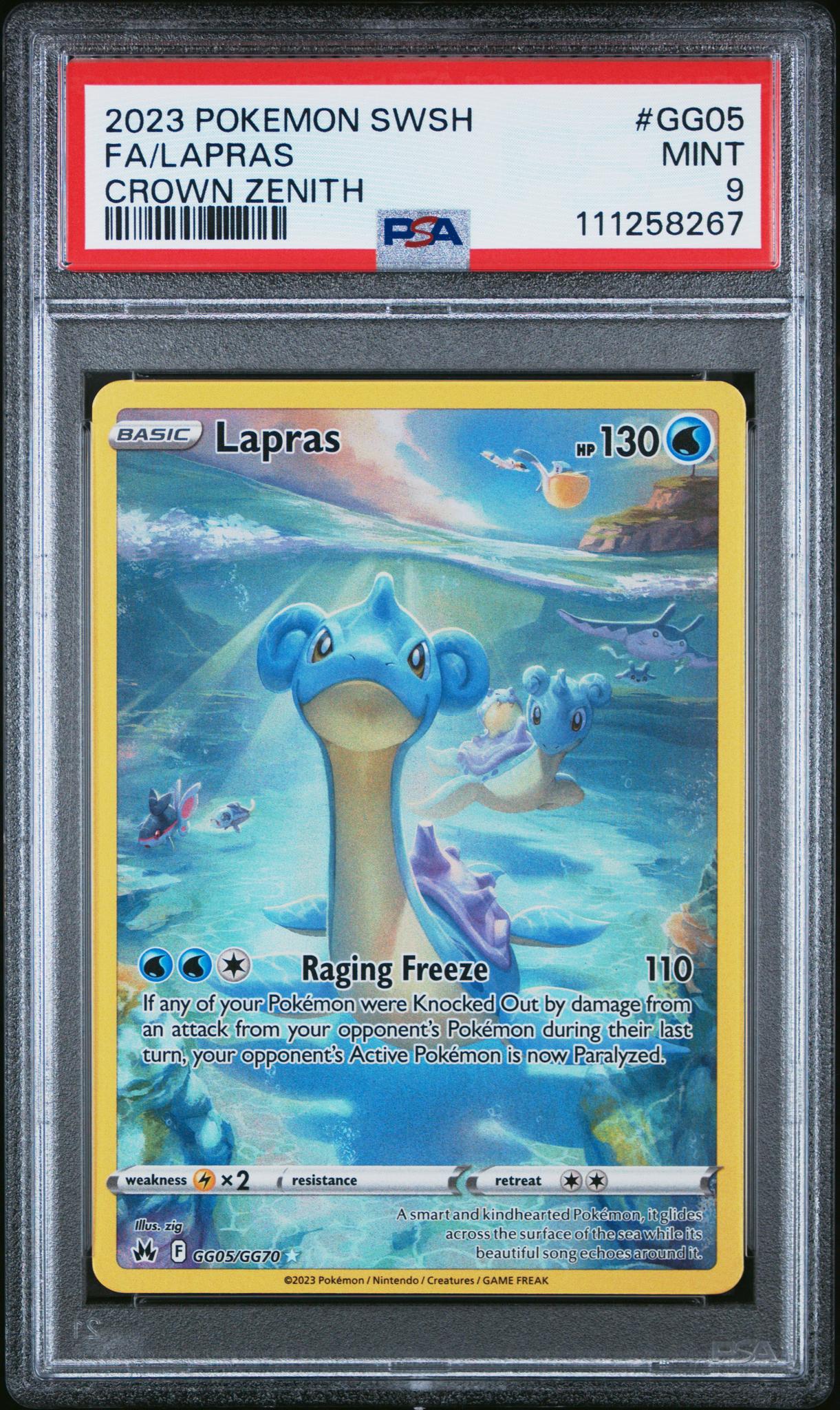 2023 Pokemon Crown Zenith Galarian Gallery Lapras #GG05 PSA 9