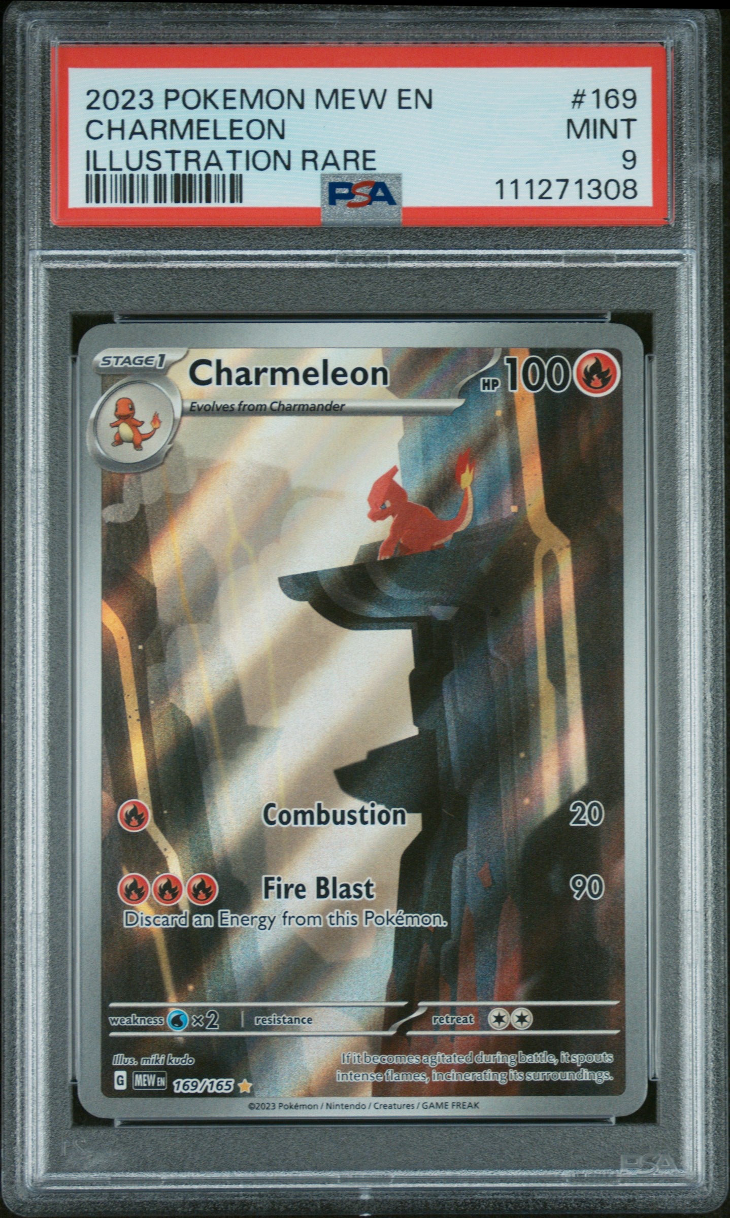 2023 Pokémon Scarlet & Violet 151 Illustration Rare Charmeleon #169/165 PSA 9