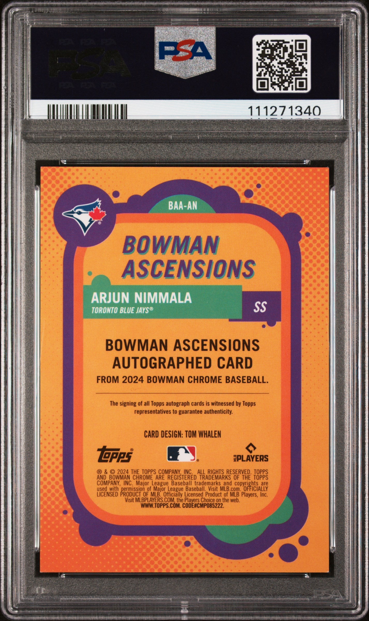 2024 Bowman Chrome Ascensions Arjun Nimmala #AN Auto /150 PSA 10