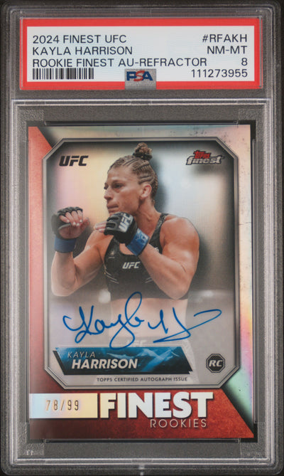 2024 Topps Finest UFC Kayla Harrison #RFA-KH Rookie Finest Auto /99 PSA 8