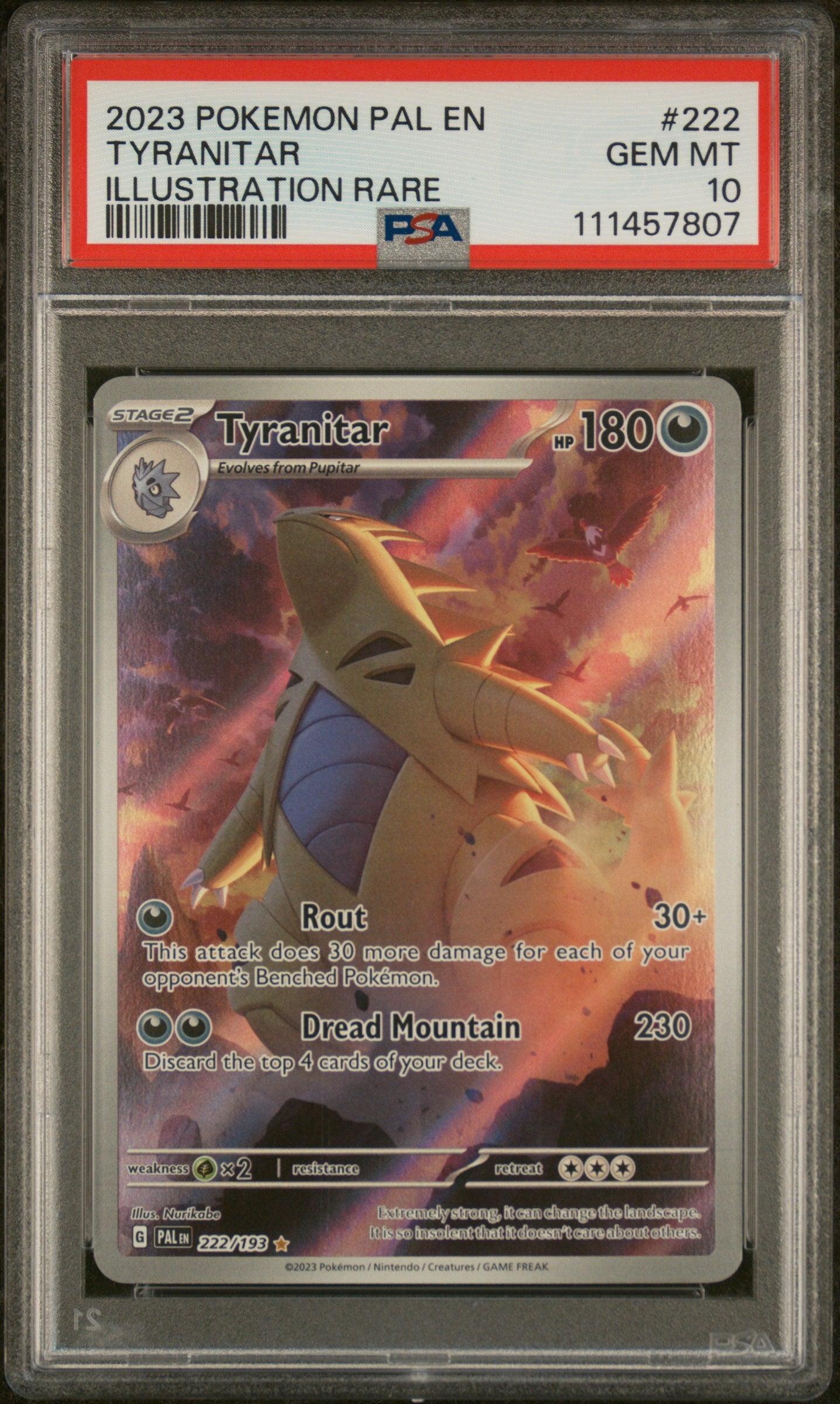 2023 Pokémon Paldea Evolved Tyranitar Illustration Rare #222 PSA 10