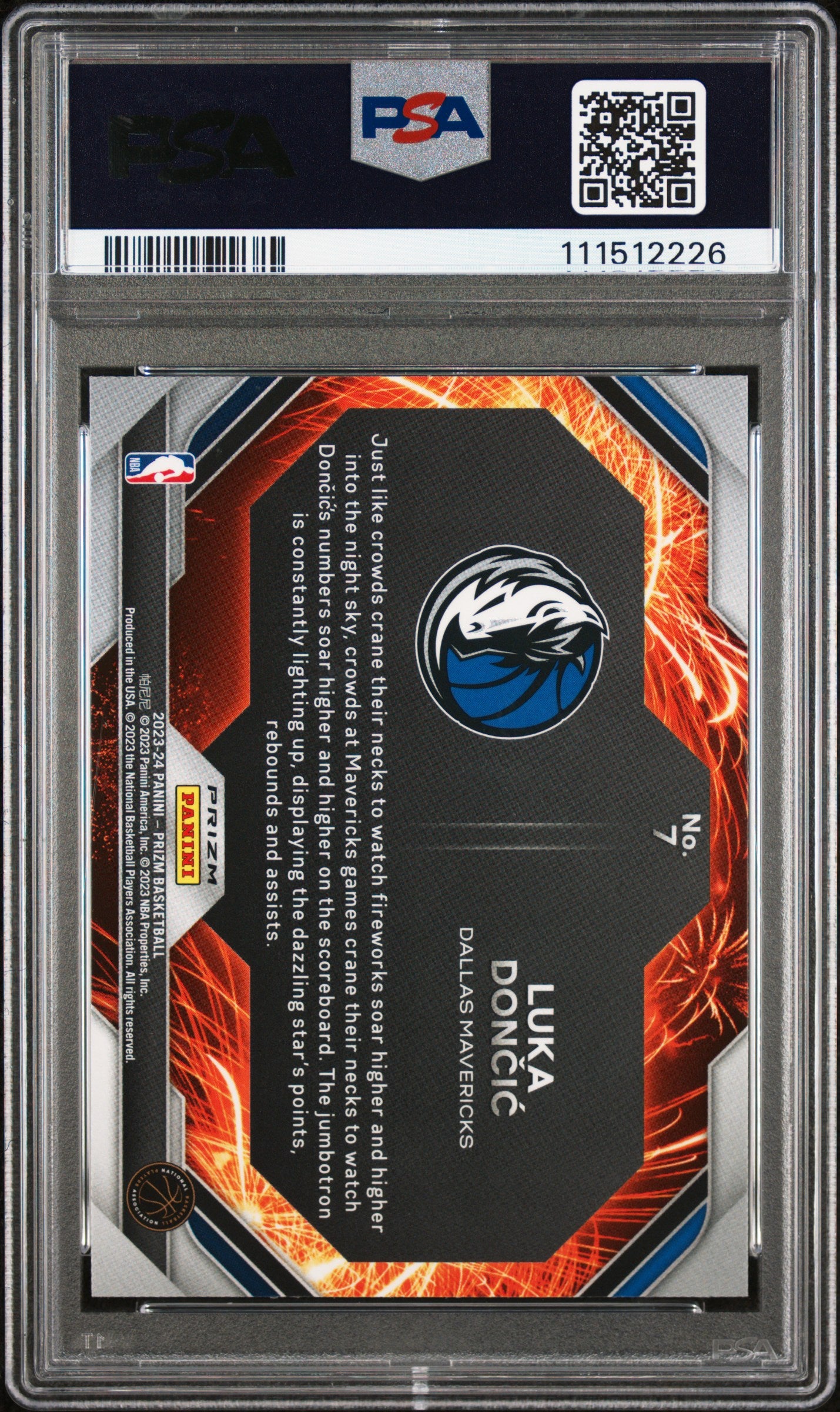 2023 Prizm #7 Luka Dončić Fireworks-Fast Break Prizm PSA 10