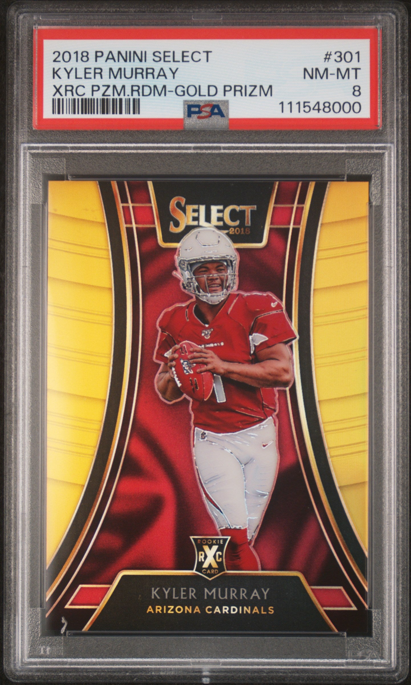 2018 Panini Select XRC Gold Prizm Kyler Murray #301 /10 PSA 8