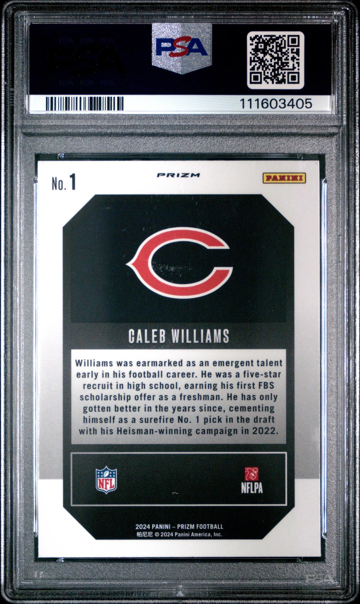 2024 Panini Prizm Emergent Green Prizm Caleb Williams #1 RC PSA 9