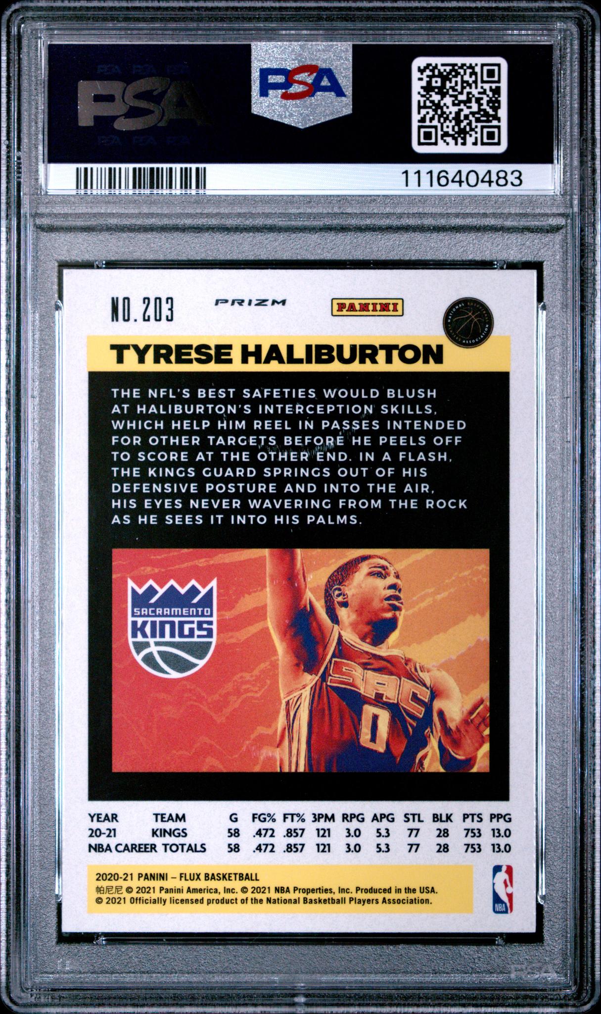 2020 Panini Flux Pulsar Tyrese Haliburton #203 RC Prizm PSA 10