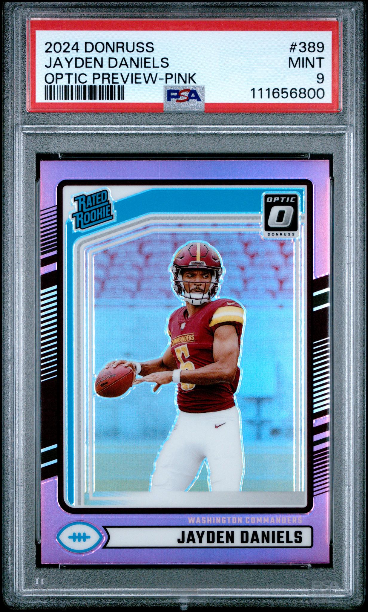 2024 Panini Donruss Optic Preview Pink Jayden Daniels #389 RC PSA 9