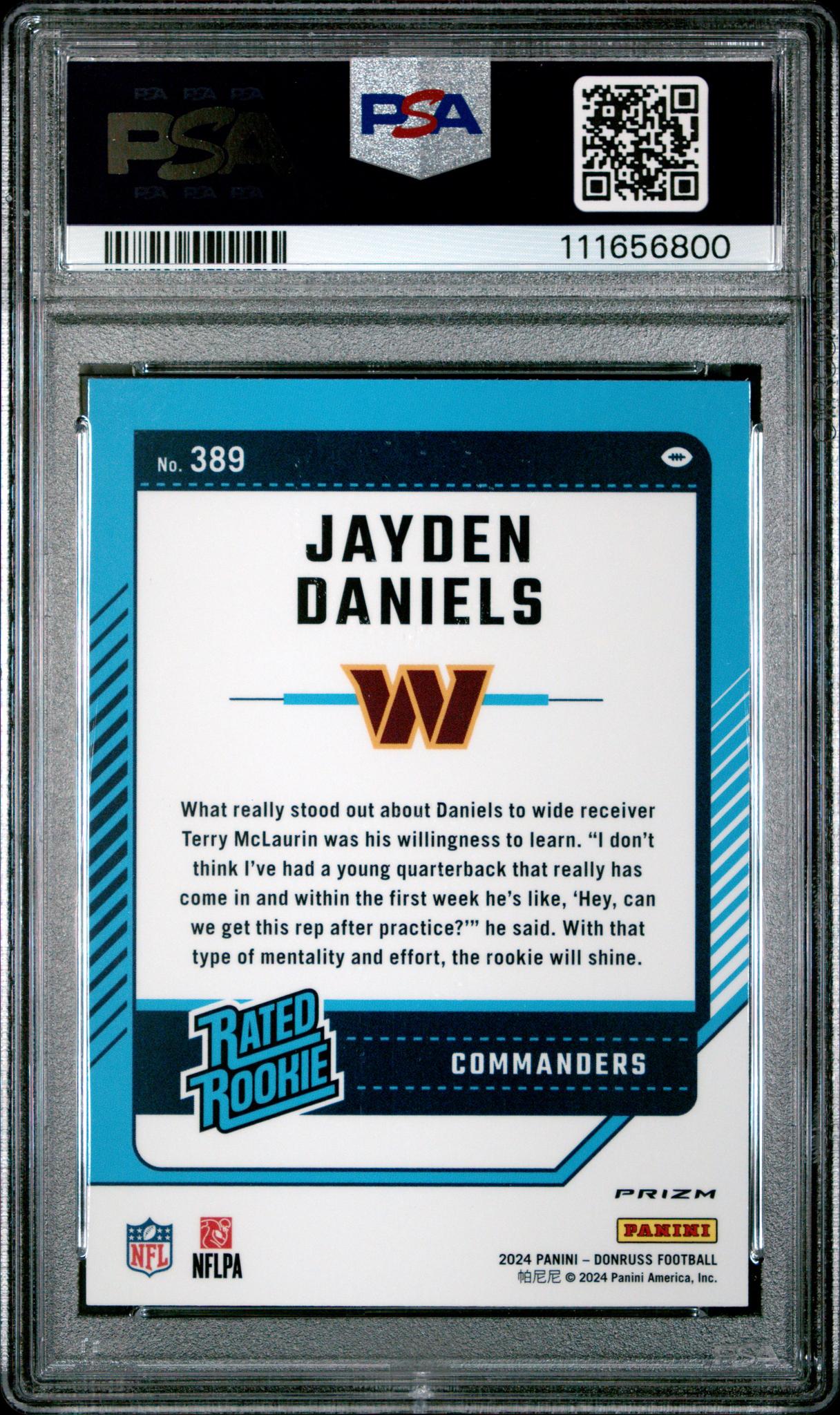2024 Panini Donruss Optic Preview Pink Jayden Daniels #389 RC PSA 9