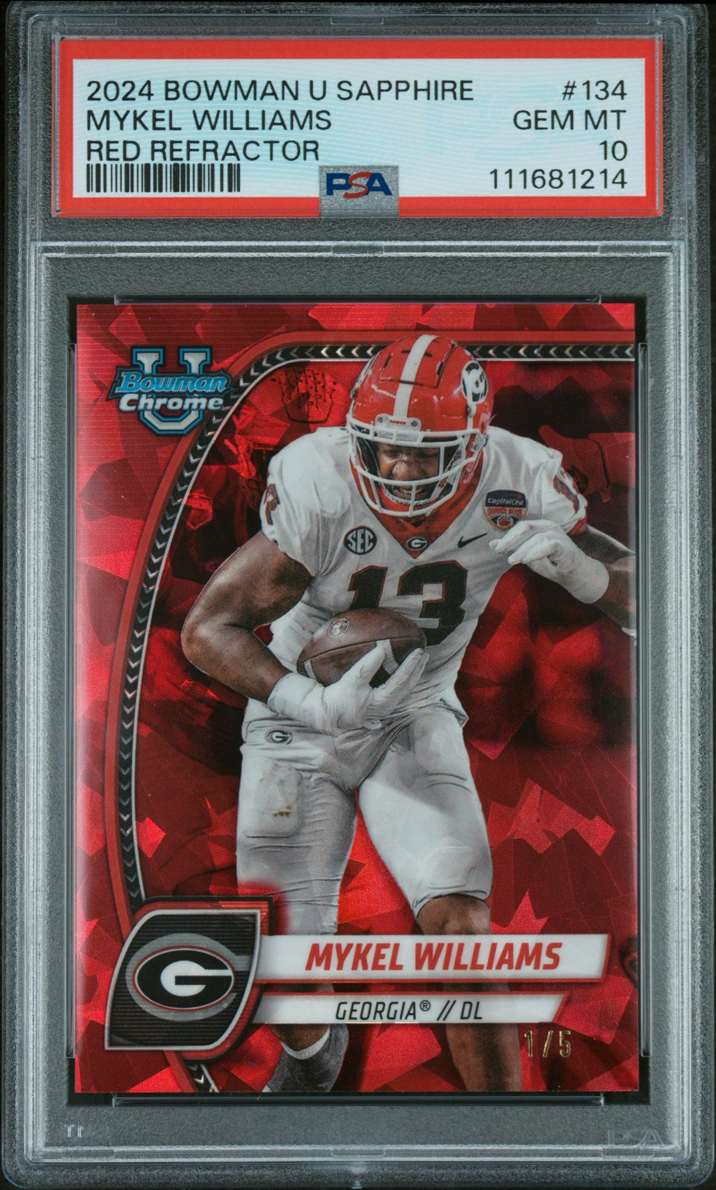 2024 Bowman University Chrome Sapphire #134 Mykel Williams Red Refractor PSA 10