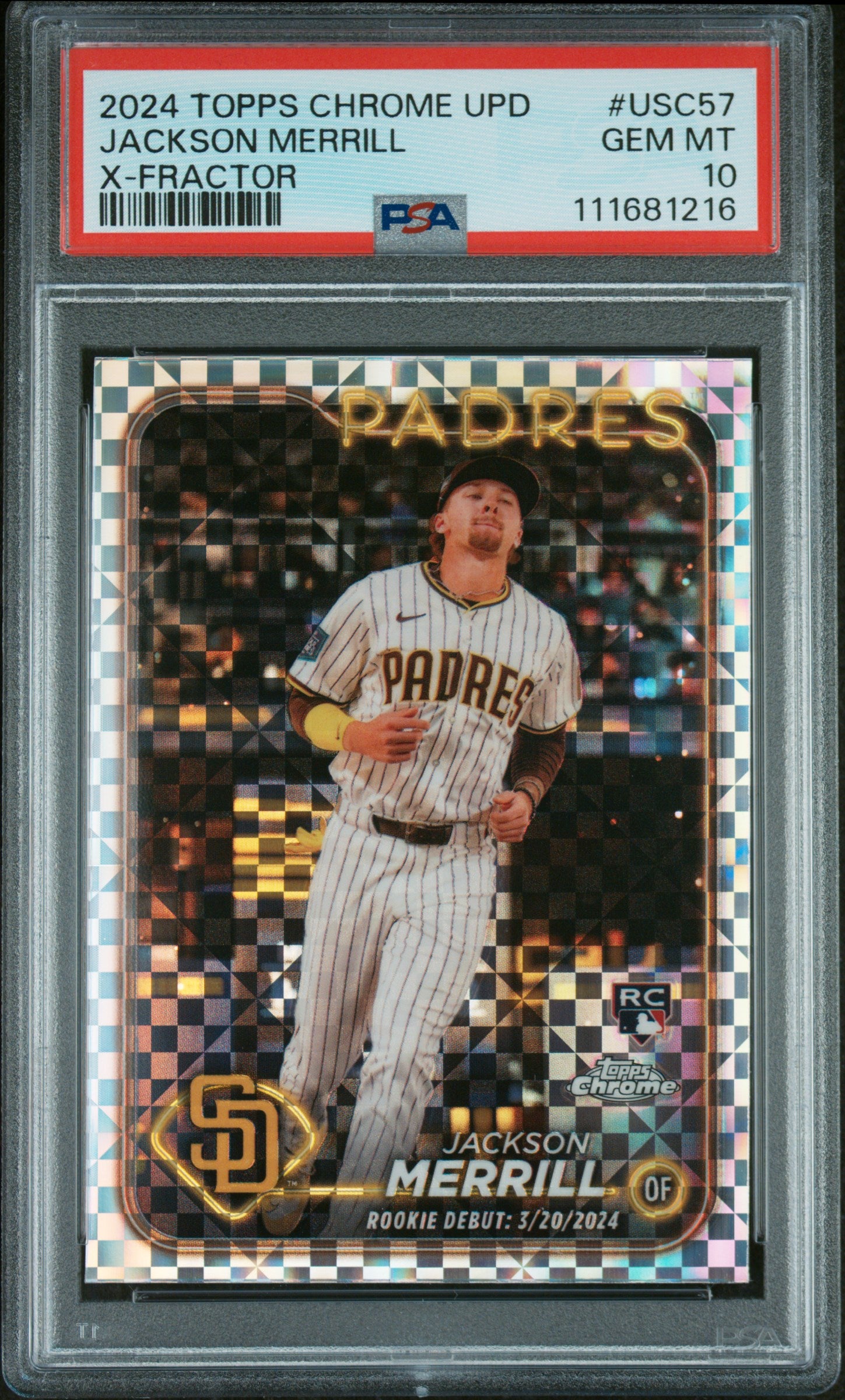 2024 Chrome Update X-Fractors Jackson Merrill #USC57 PSA 10