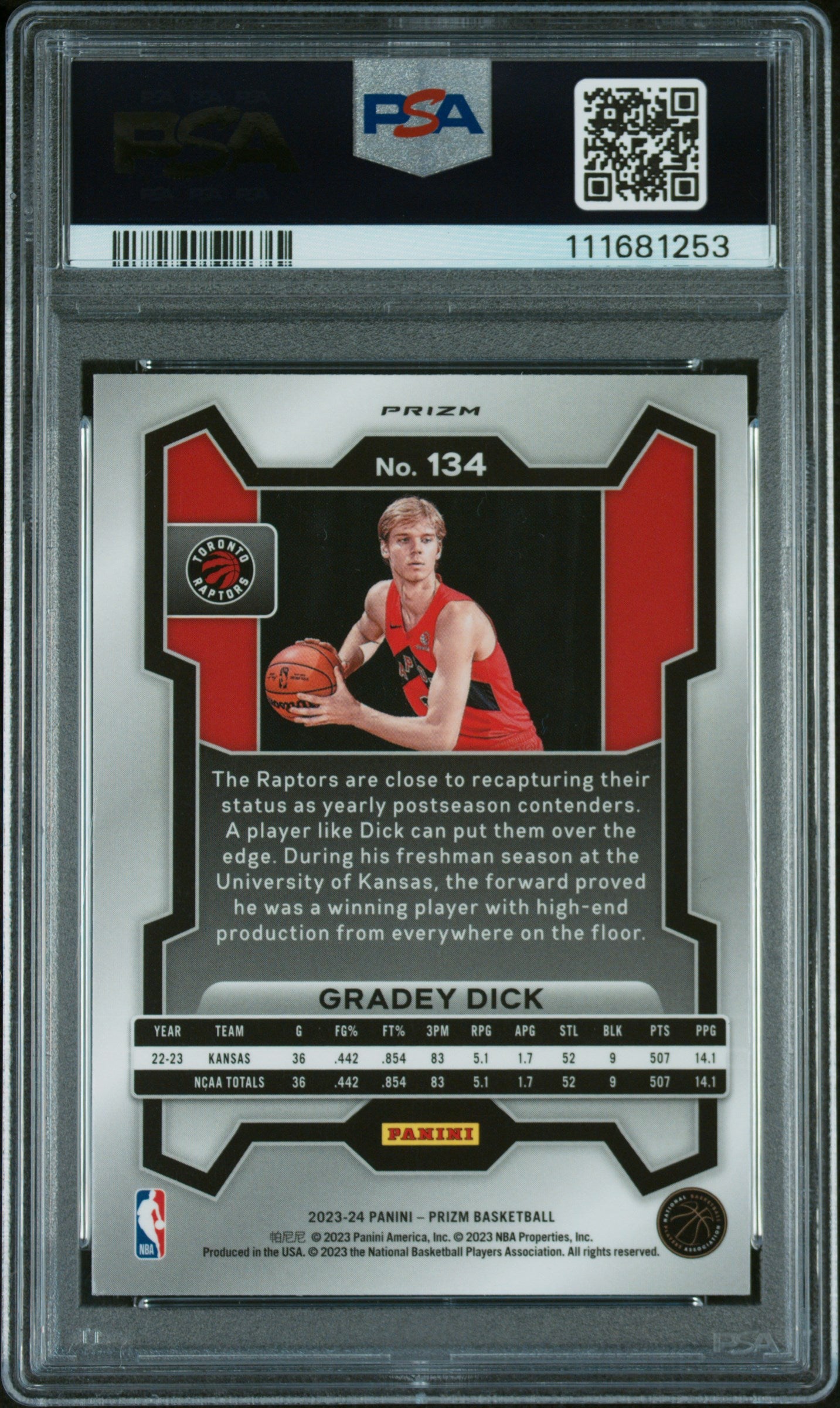 2023 Panini Prizm Pink Ice Gradey Dick #134 PSA 9