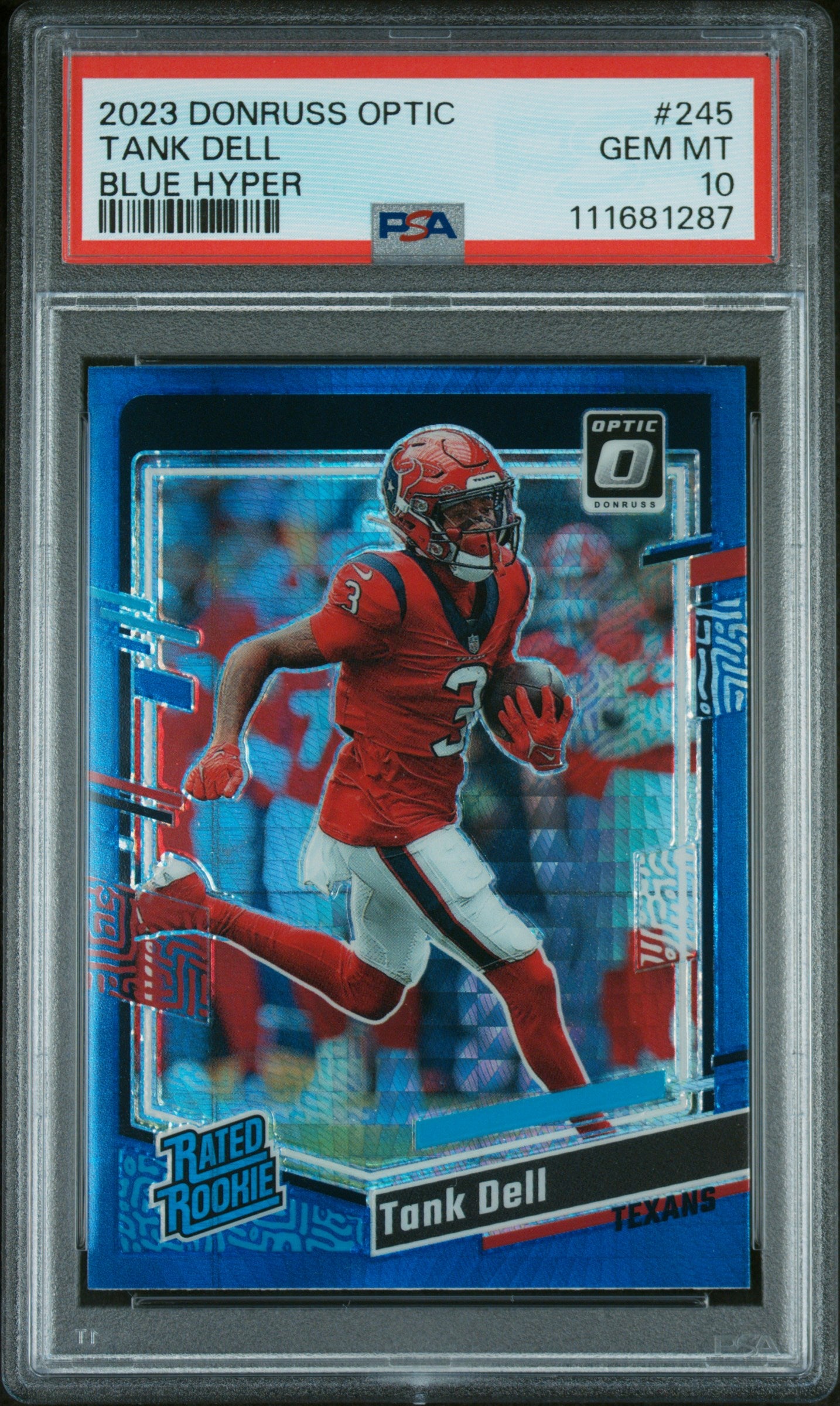 2023 Donruss Optic #245 Tank Dell Rated Rookie Blue Hyper PSA 10