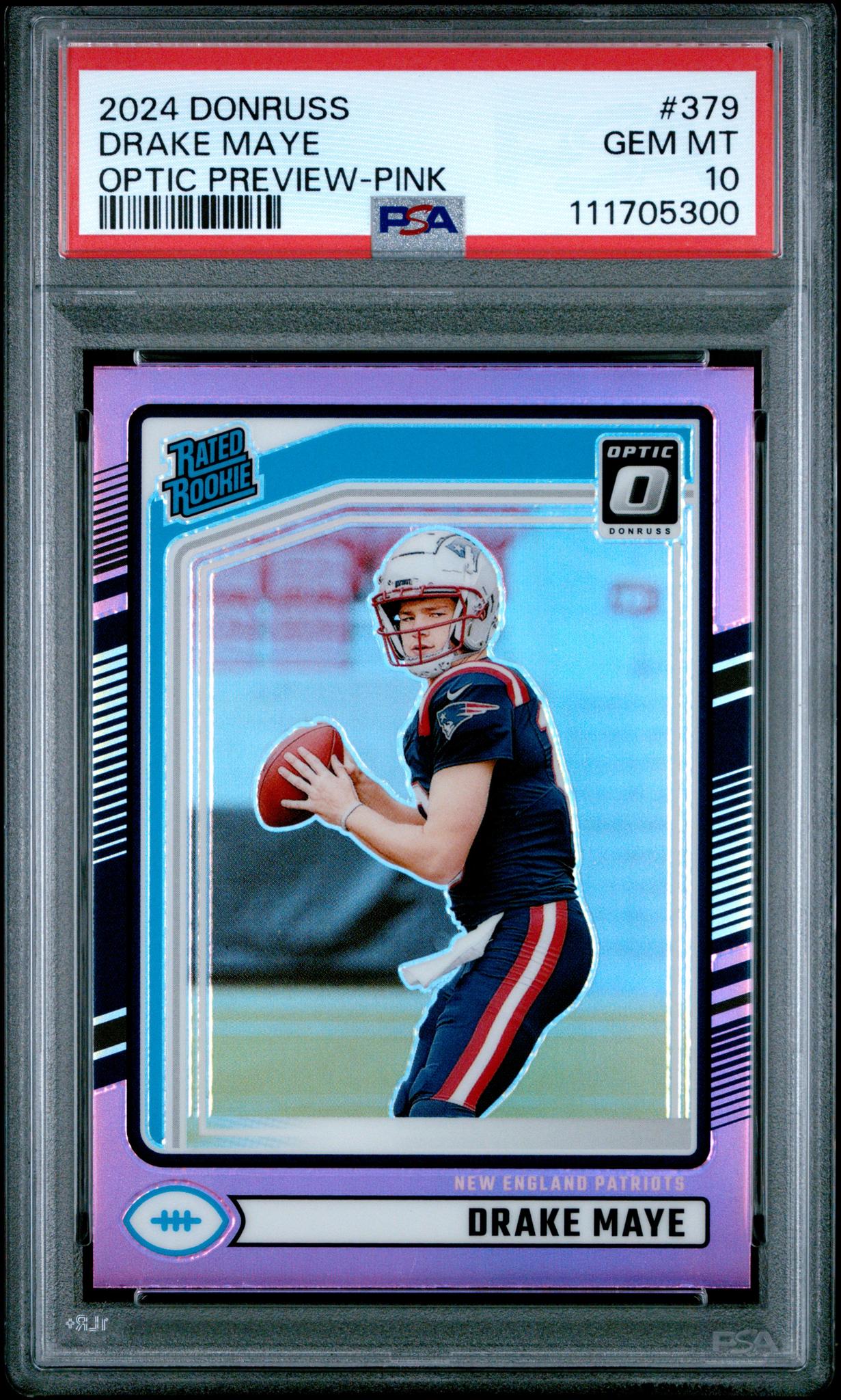 2024 Donruss Optic Rated Rookie Preview Pink Drake Maye #379 PSA 10