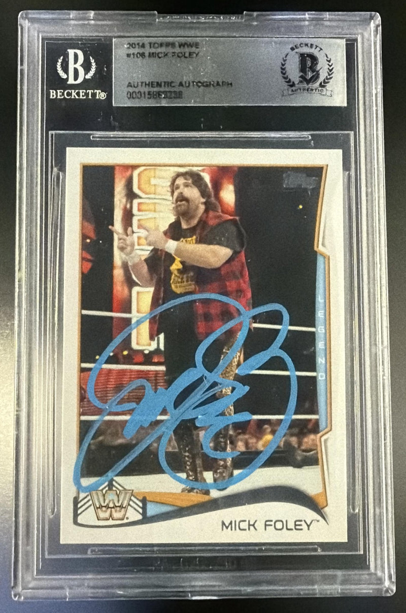 BGS Authentic Auto on 2014 Topps WWE #106 Mick Foley
