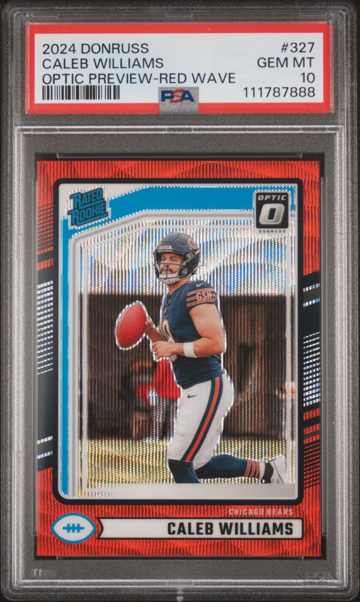 2024 Panini Donruss Optic Preview Red Wave Caleb Williams #327 RC PSA 10