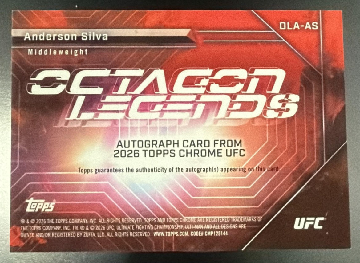 2026 Topps Chrome UFC Anderson Silva Octagon Legends Auto Blue /150