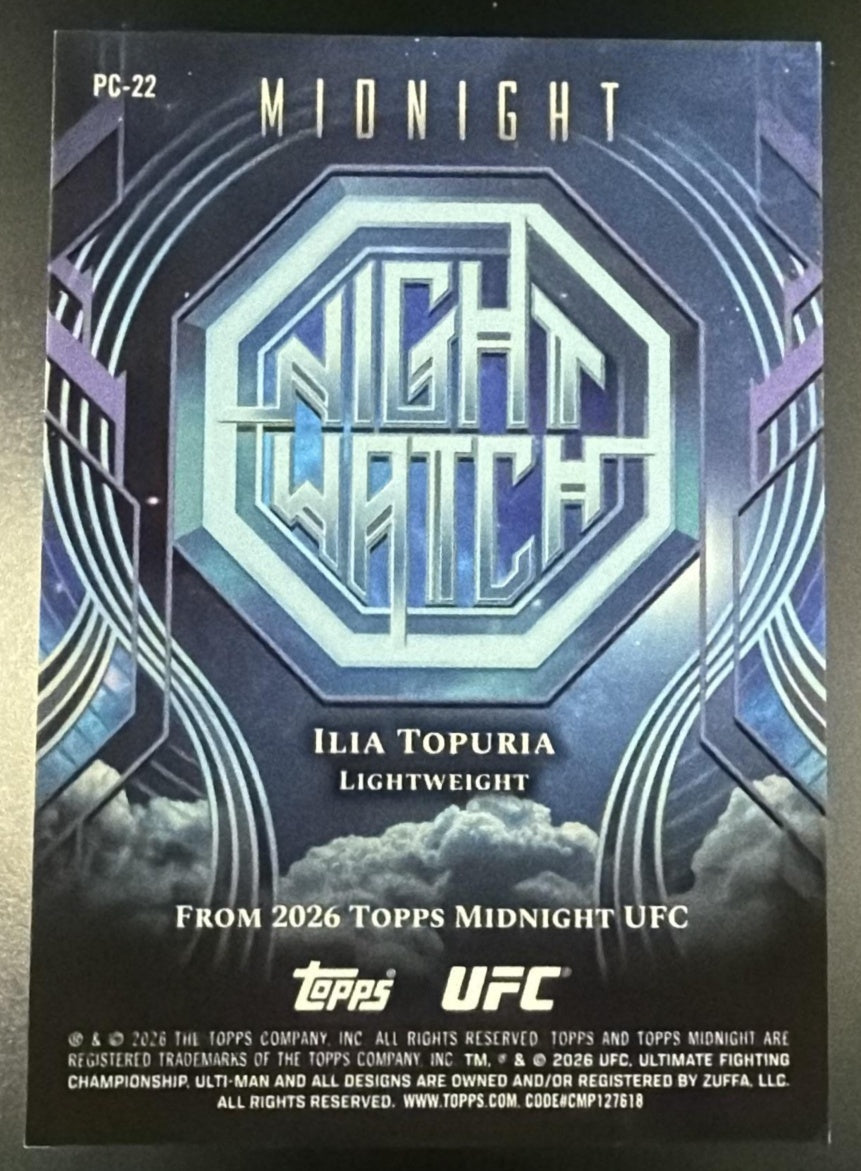 2026 Topps PC-22 Ilia Topuria Night Watch SSP Purple /75