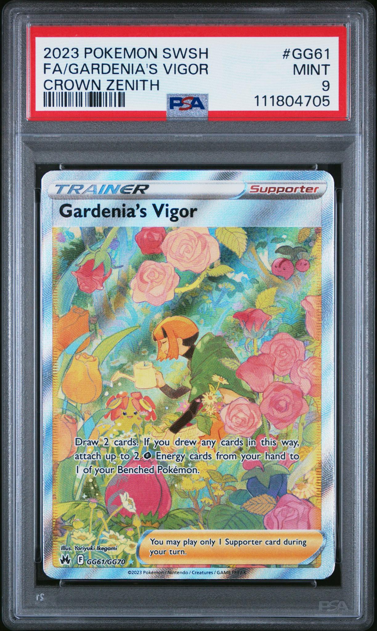2023 Pokemon Crown Zenith Galarian Gallery Gardenia's Vigor #GG61 Full Art PSA 9