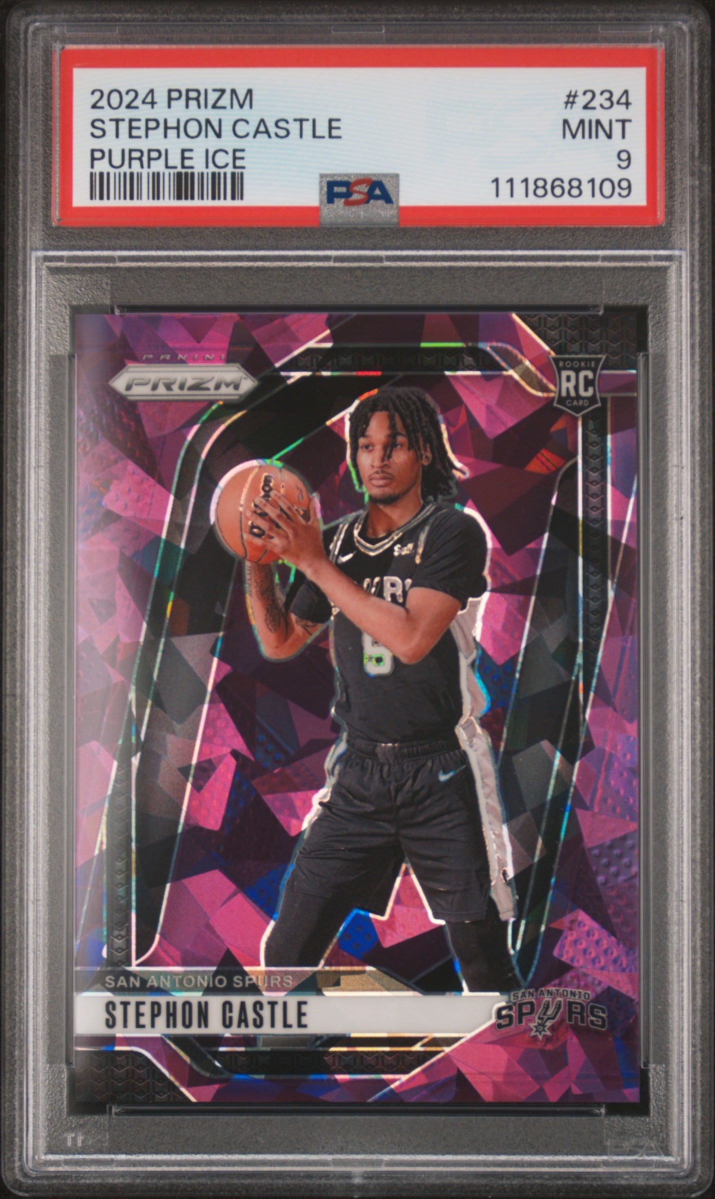 2024 Panini Prizm Purple Ice Stephon Castle #234 RC /149 PSA 9
