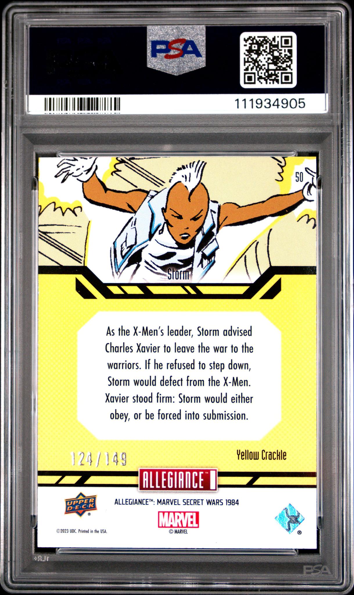 2024 Allegiance #50 Storm Secret Wars 1984 /149 PSA 9