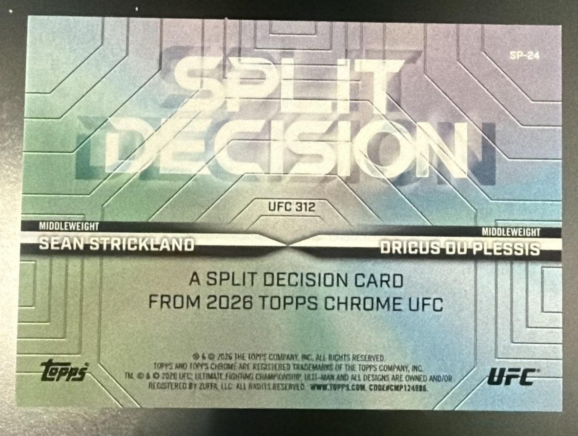 2026 Topps Chrome SP-24 Sean Strickland/Dricus Du Plessis Split Decision /5