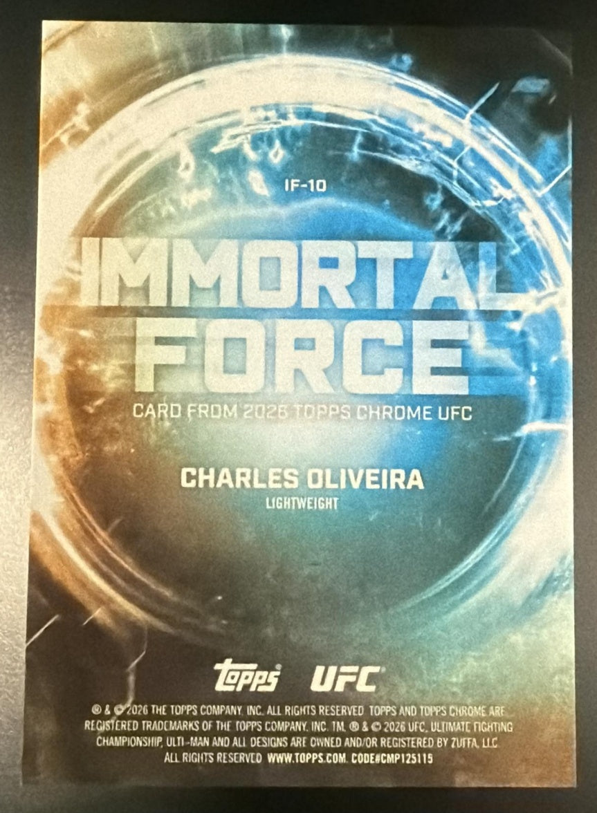 2026 Topps Chrome UFC IF-10 Charles Oliveira Immortal Force SSP