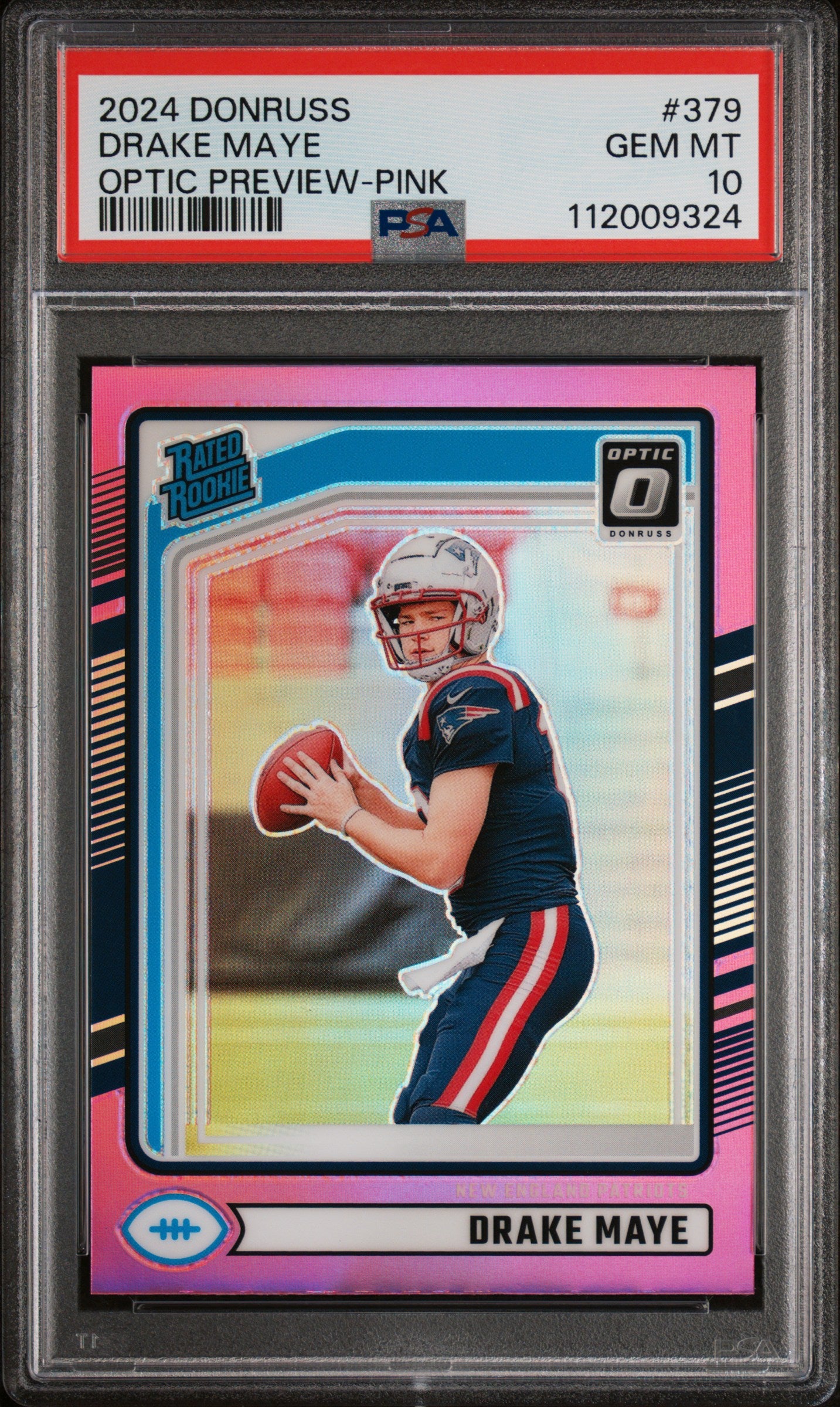 2024 Panini Donruss Optic Preview Pink Drake Maye #379 RC PSA 10