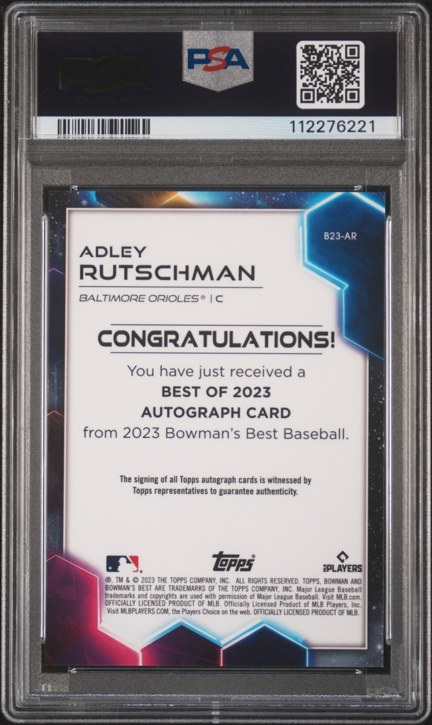2023 Bowman's Best #B23AR Adley Rutschman Best of 2023 Auto /5 Auto PSA 10