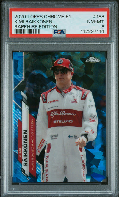 2020 Topps Chrome Sapphire Edition Kimi Raikkonen #188 PSA 8