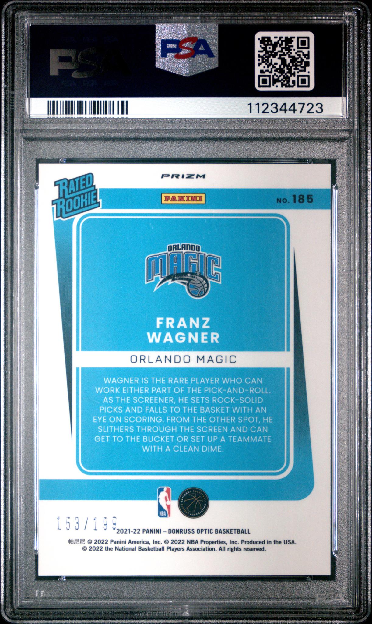 2021 Panini Donruss Optic Orange Franz Wagner #185 RC /199 PSA 9