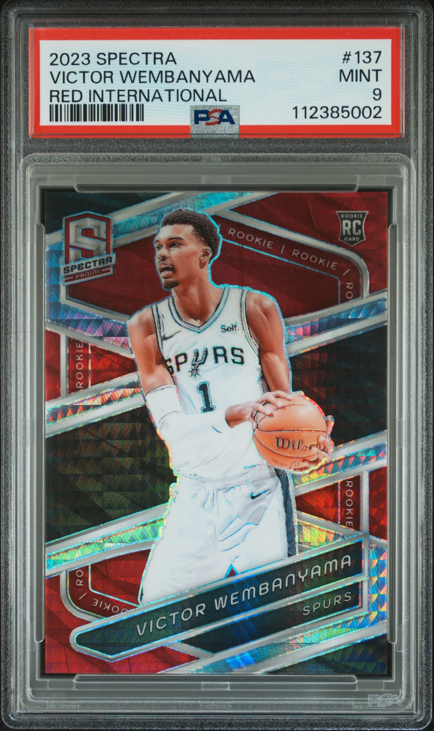 2023 Panini Spectra Red International Victor Wembanyama #137 RC PSA 9