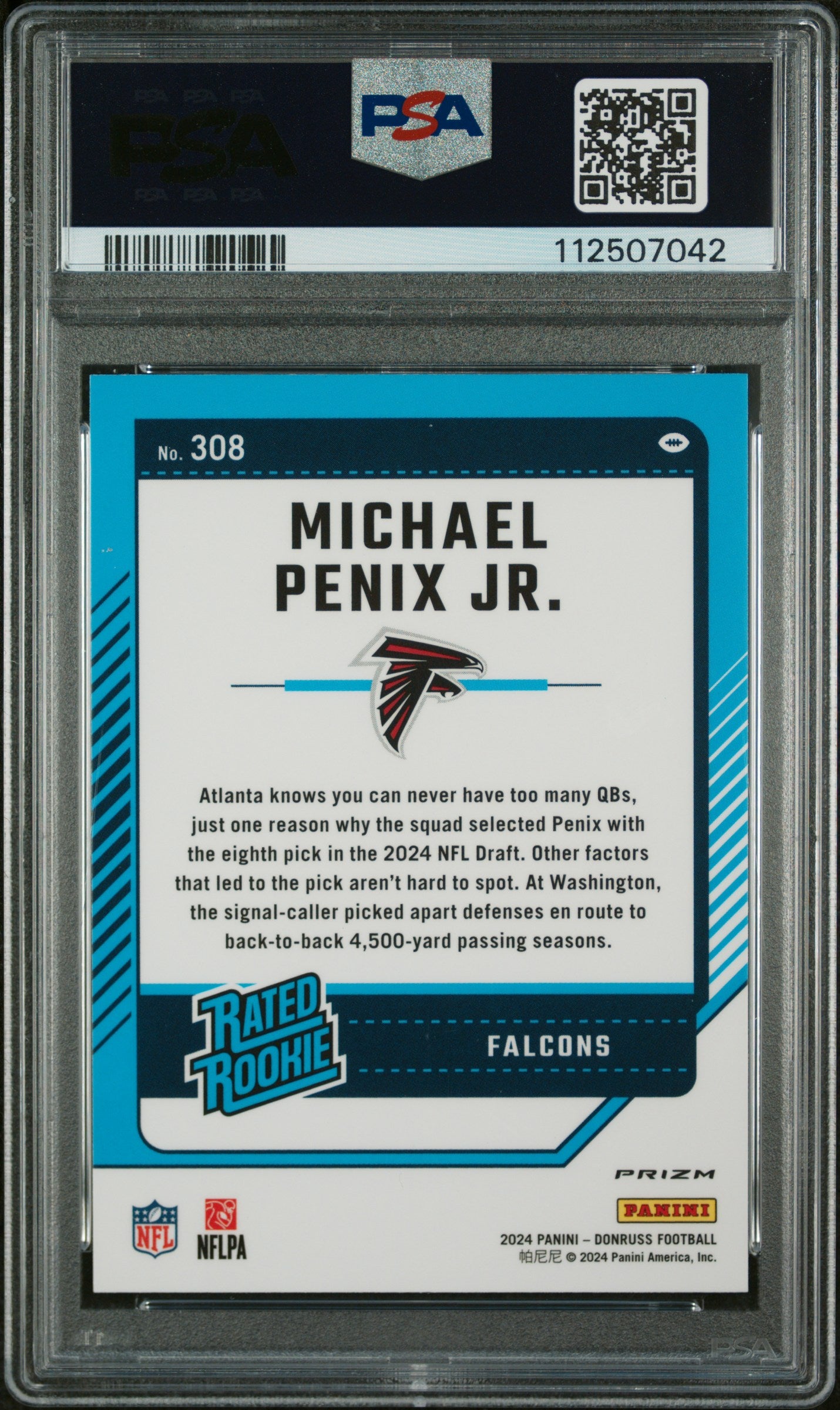 2024 Panini Donruss Optic Preview Red Pandora Michael Penix Jr. #308 RC PSA 9