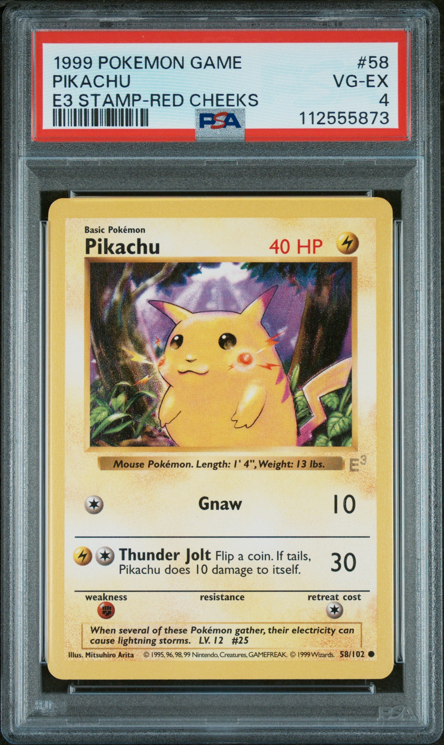1999 Pokémon Game Pikachu #58 E3 Stamp VG-EX PSA 4
