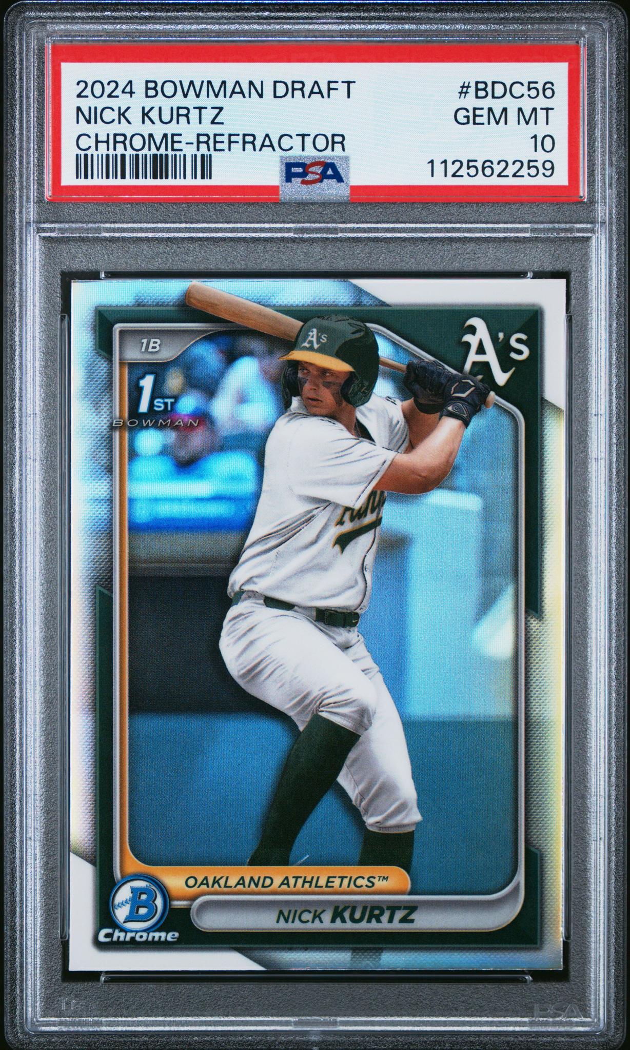 2024 Bowman Draft Chrome Refractor Nick Kurtz #BDC56 PSA 10