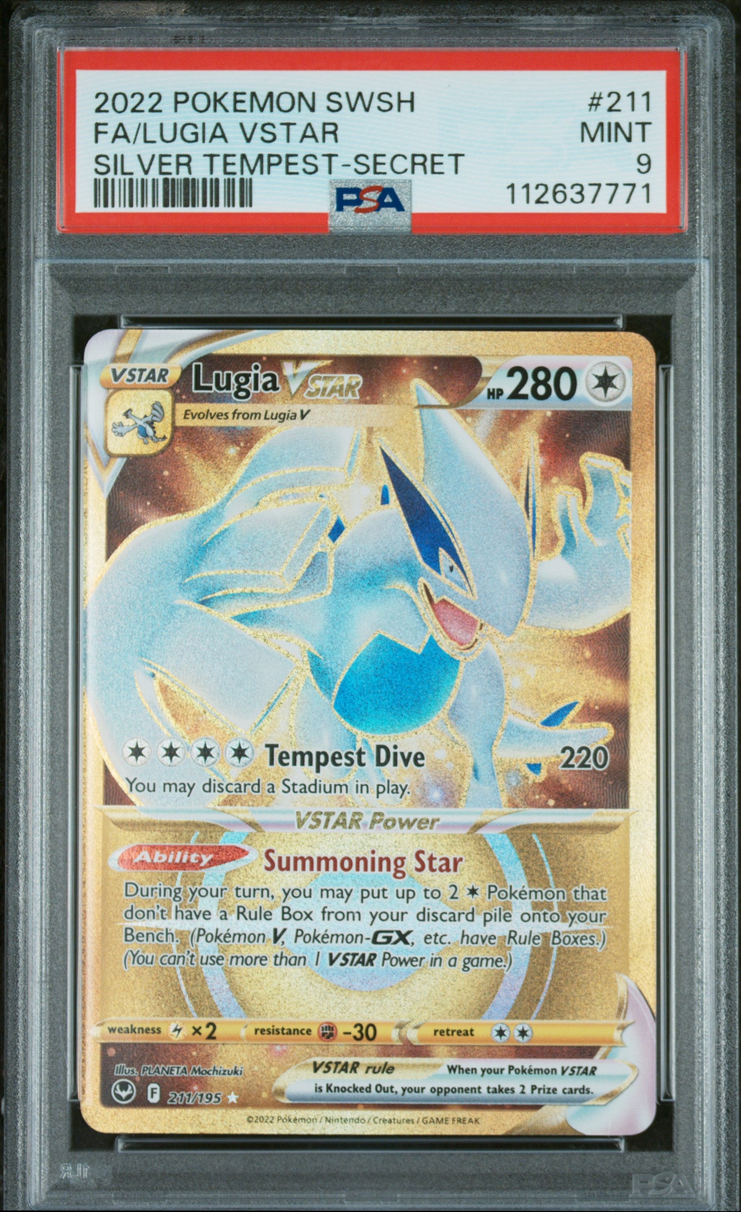 2022 Pokémon SWSH Silver Tempest Lugia #211 FA VSTAR PSA 9