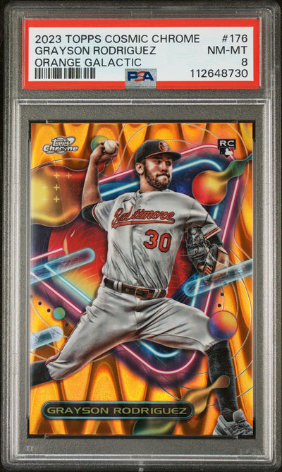 2023 Topps Cosmic Chrome Grayson Rodriguez #176 Orange Galactic /25 PSA 8
