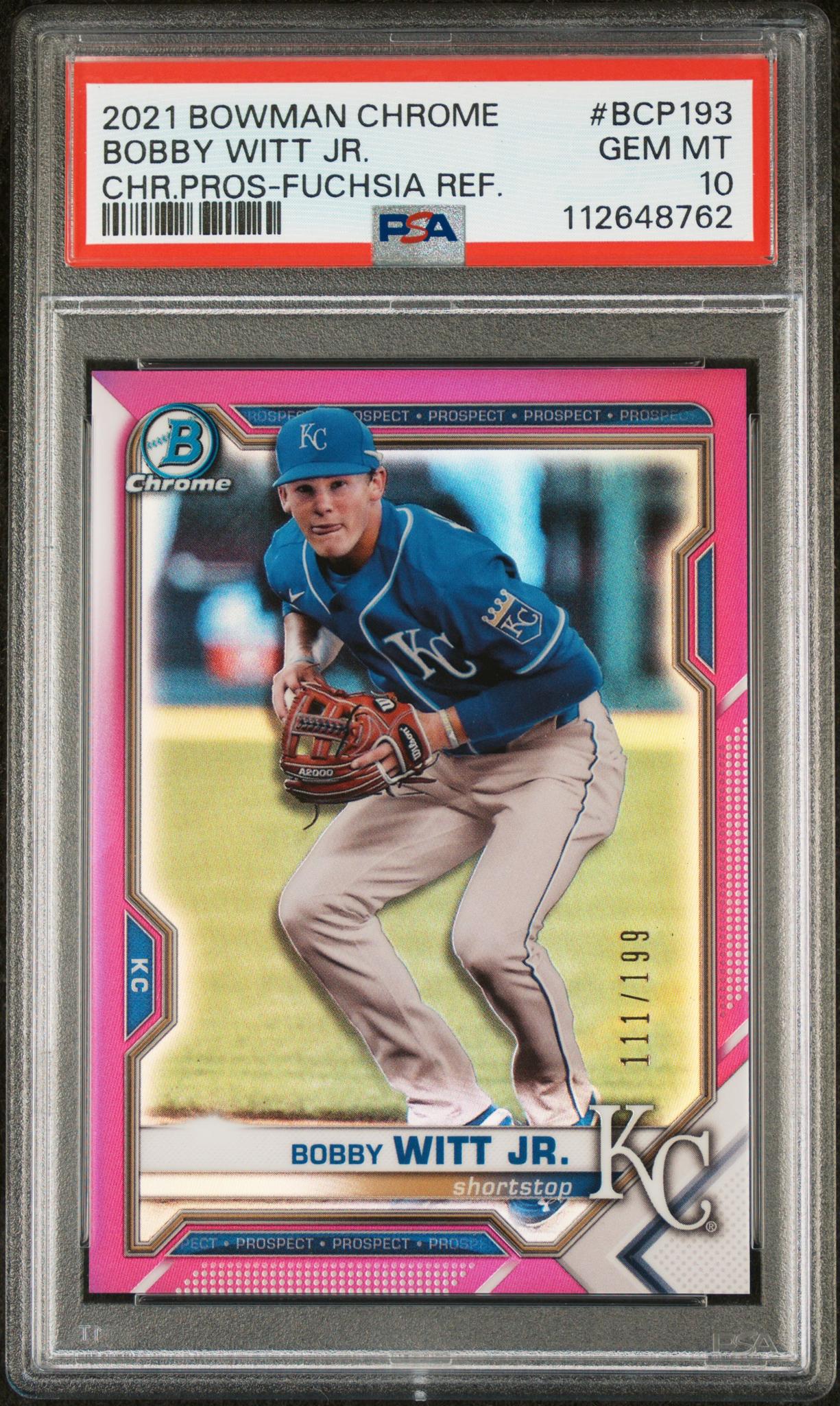 2021 Bowman Chrome Fuchsia Bobby Witt Jr. #BCP193 /199 PSA 10