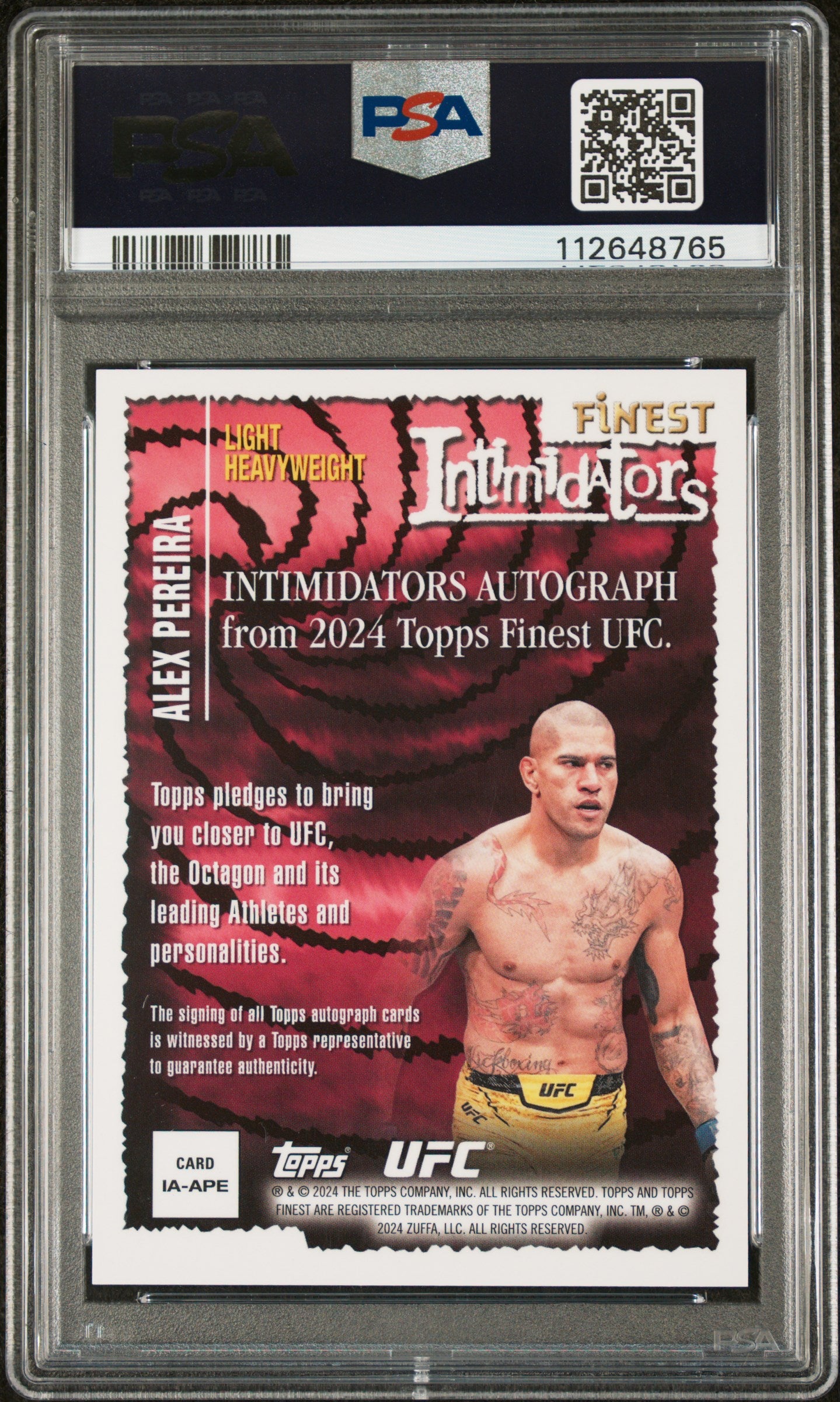 2024 Topps Finest Intimidators Alex Pereira #IAAPE Auto PSA 9