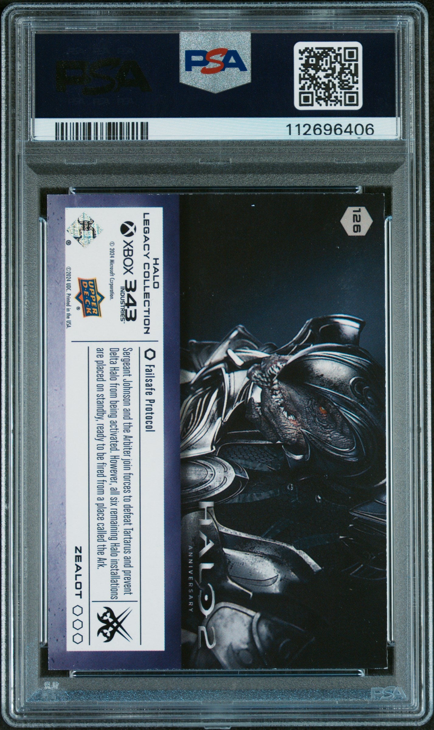 2025 Upper Deck Halo Legacy Collection Zealot Failsafe Protocol #126 /25 PSA 8