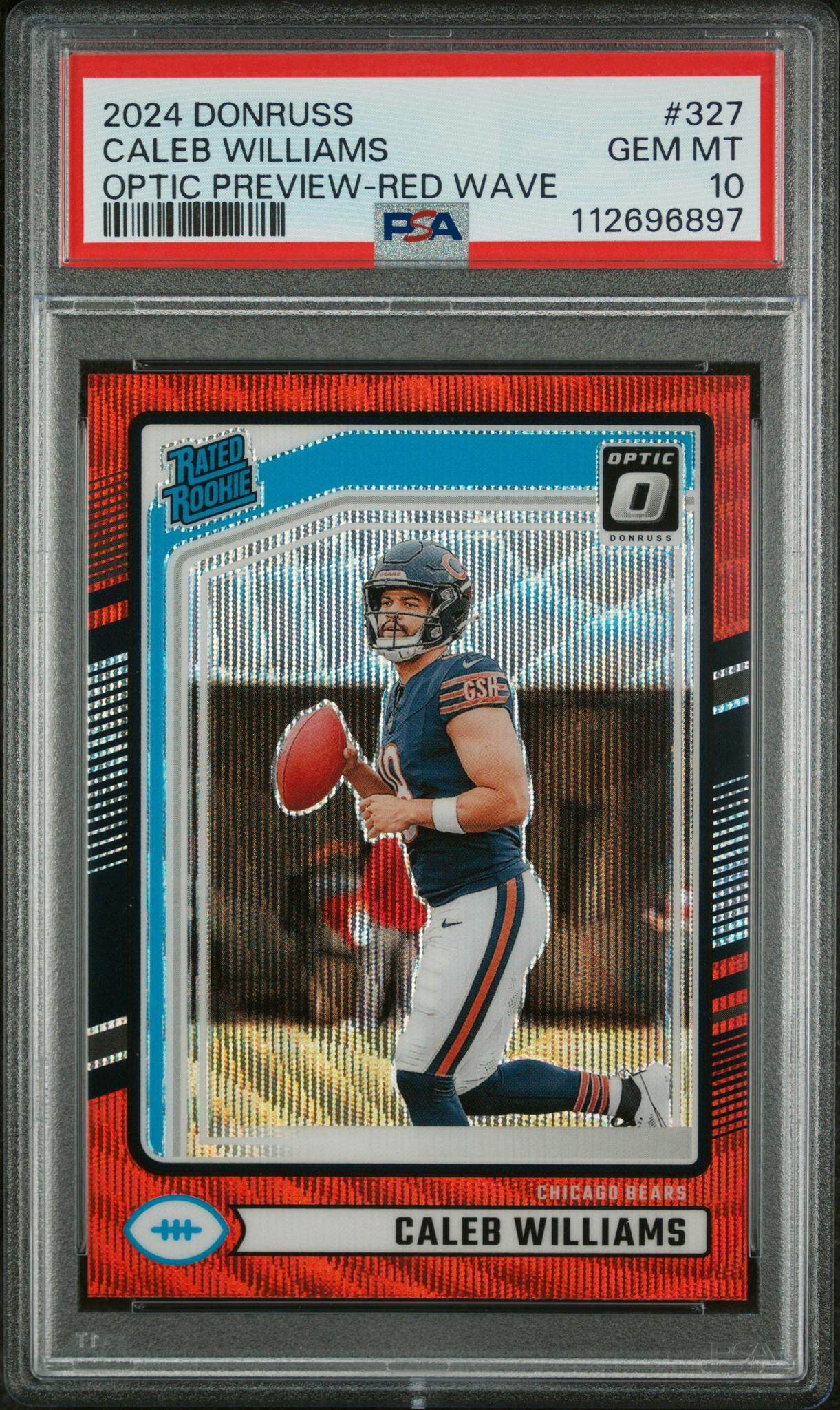 2024 Panini Donruss Optic Preview Red Wave Caleb Williams #327 RC PSA 10
