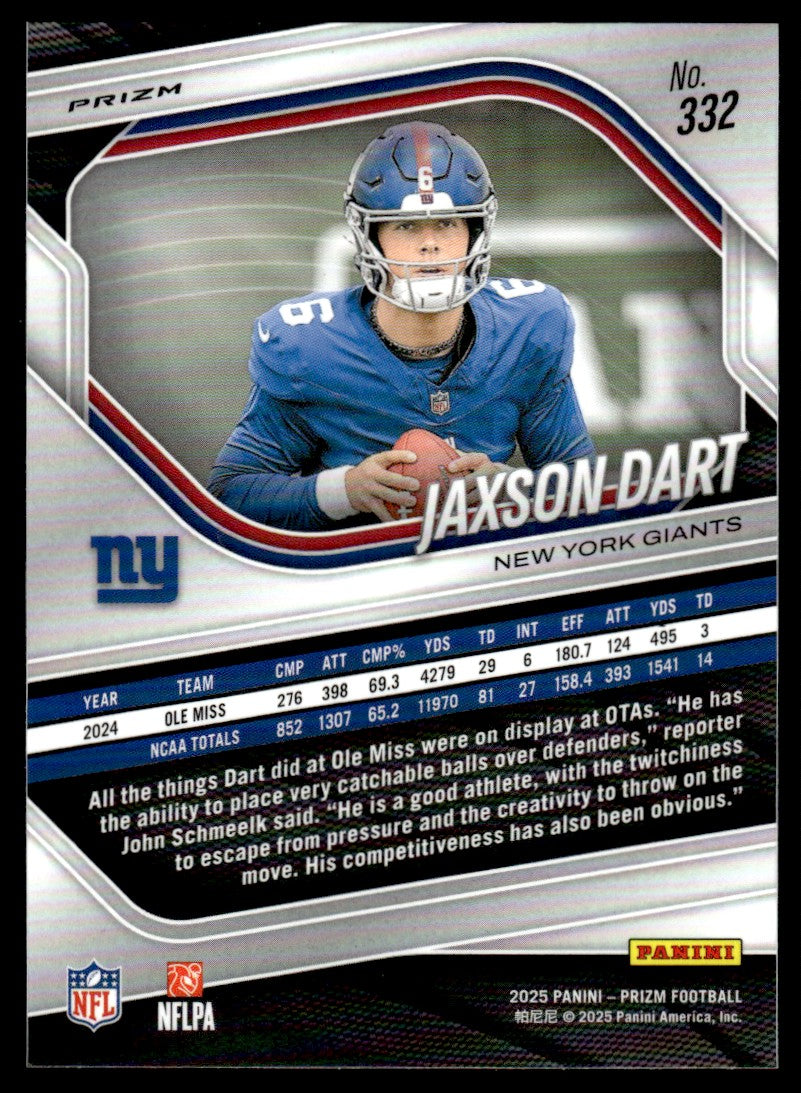 2025 Prizm #332 Jaxson Dart Lazer Rookie RC