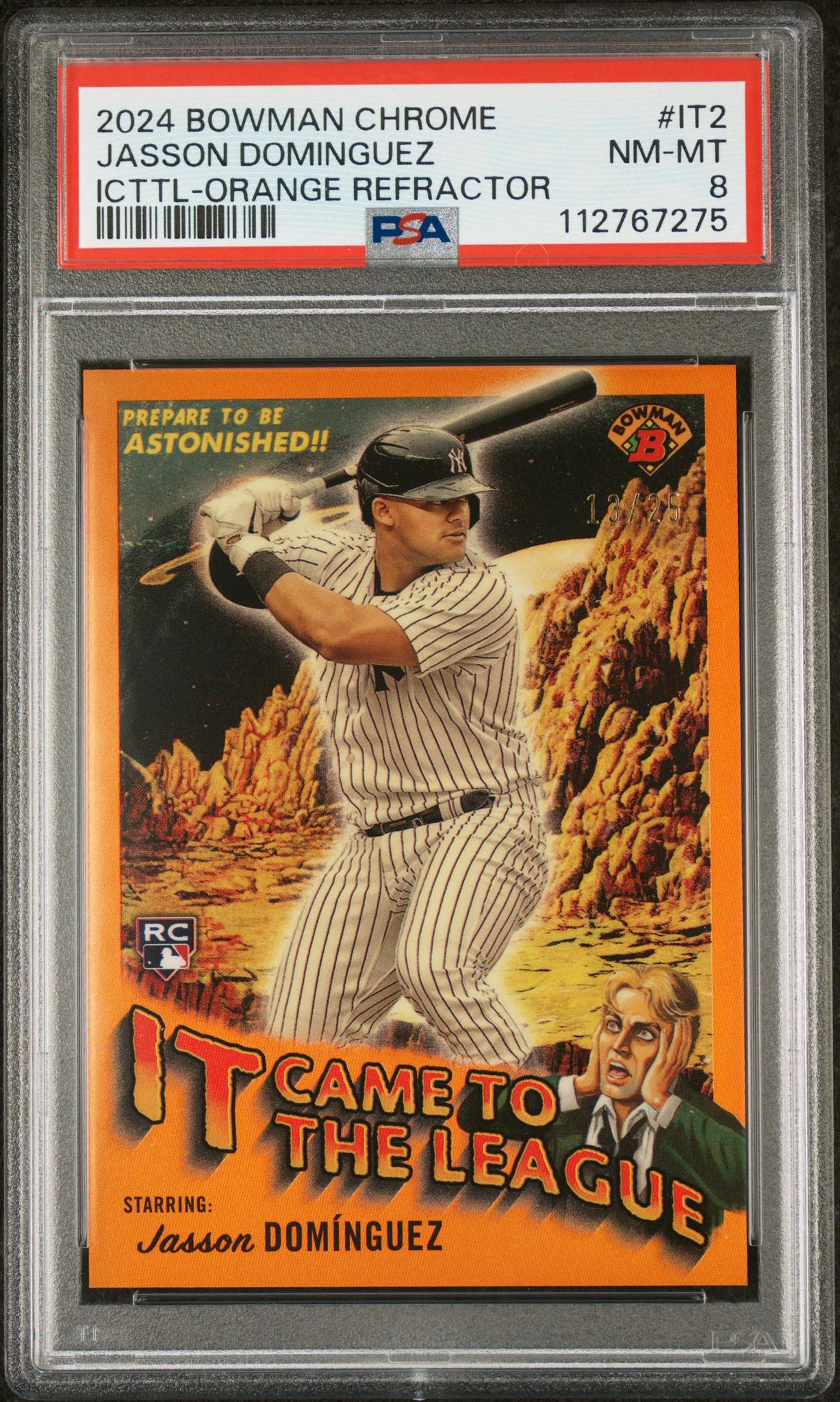 2024 Bowman Chrome ICTTL Orange Refractor Jasson Dominguez #IT-2 RC /25 PSA 8
