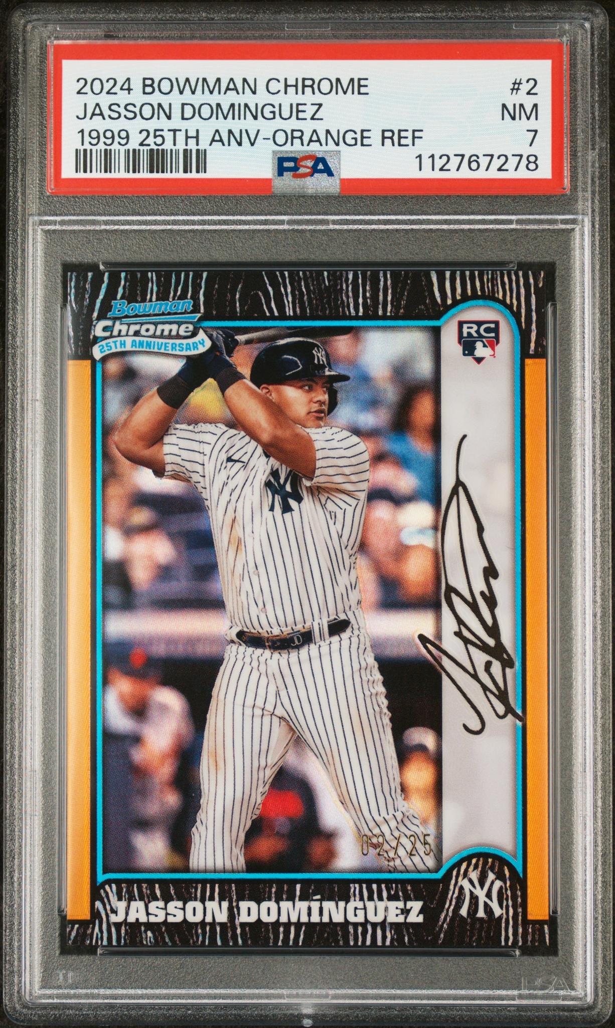 2024 Bowman Chrome #2 Jasson Dominguez 25th Anniversary /125 PSA 7