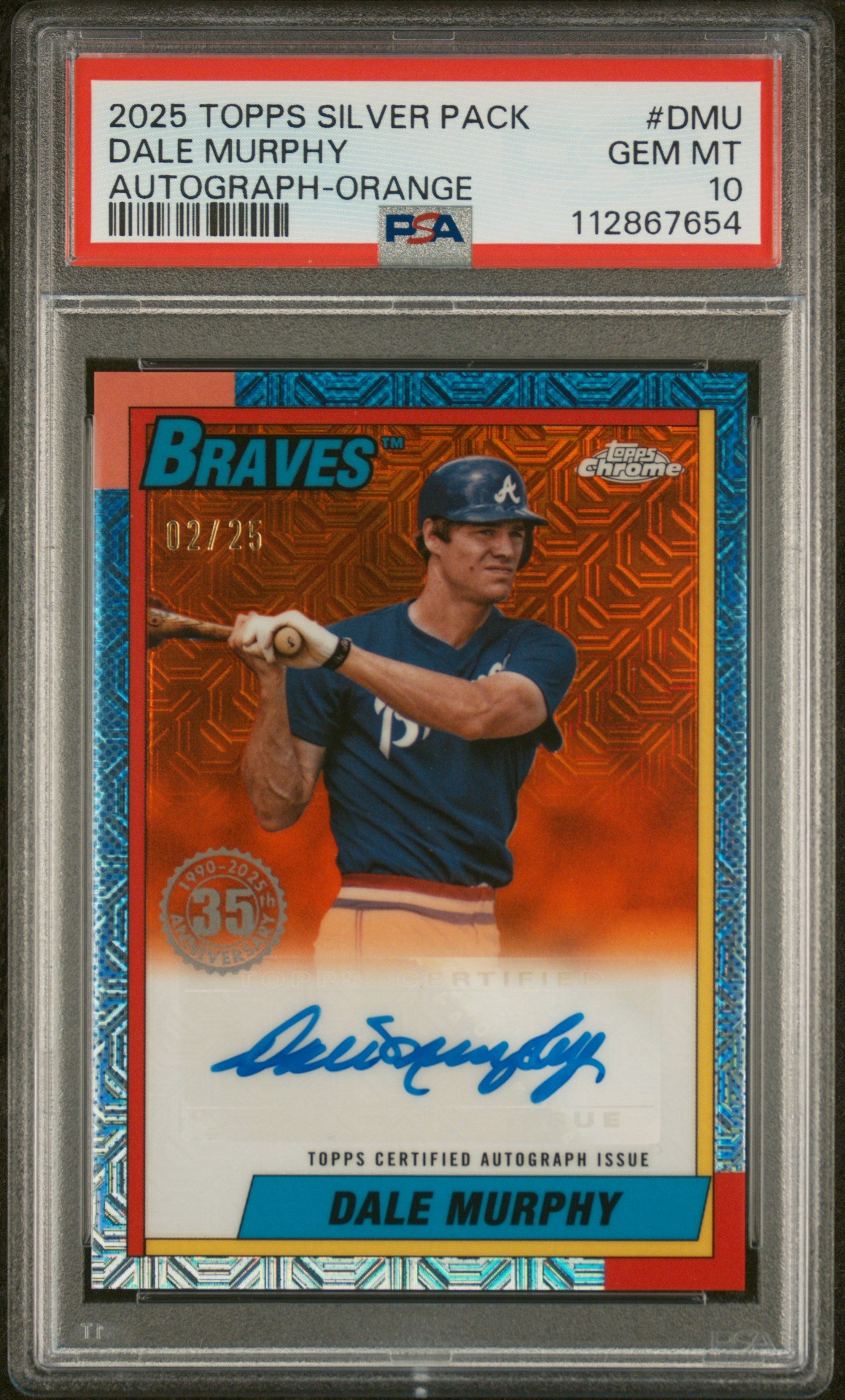 2025 Topps Silver Pack Orange Dale Murphy #DMU Auto /25 PSA 10