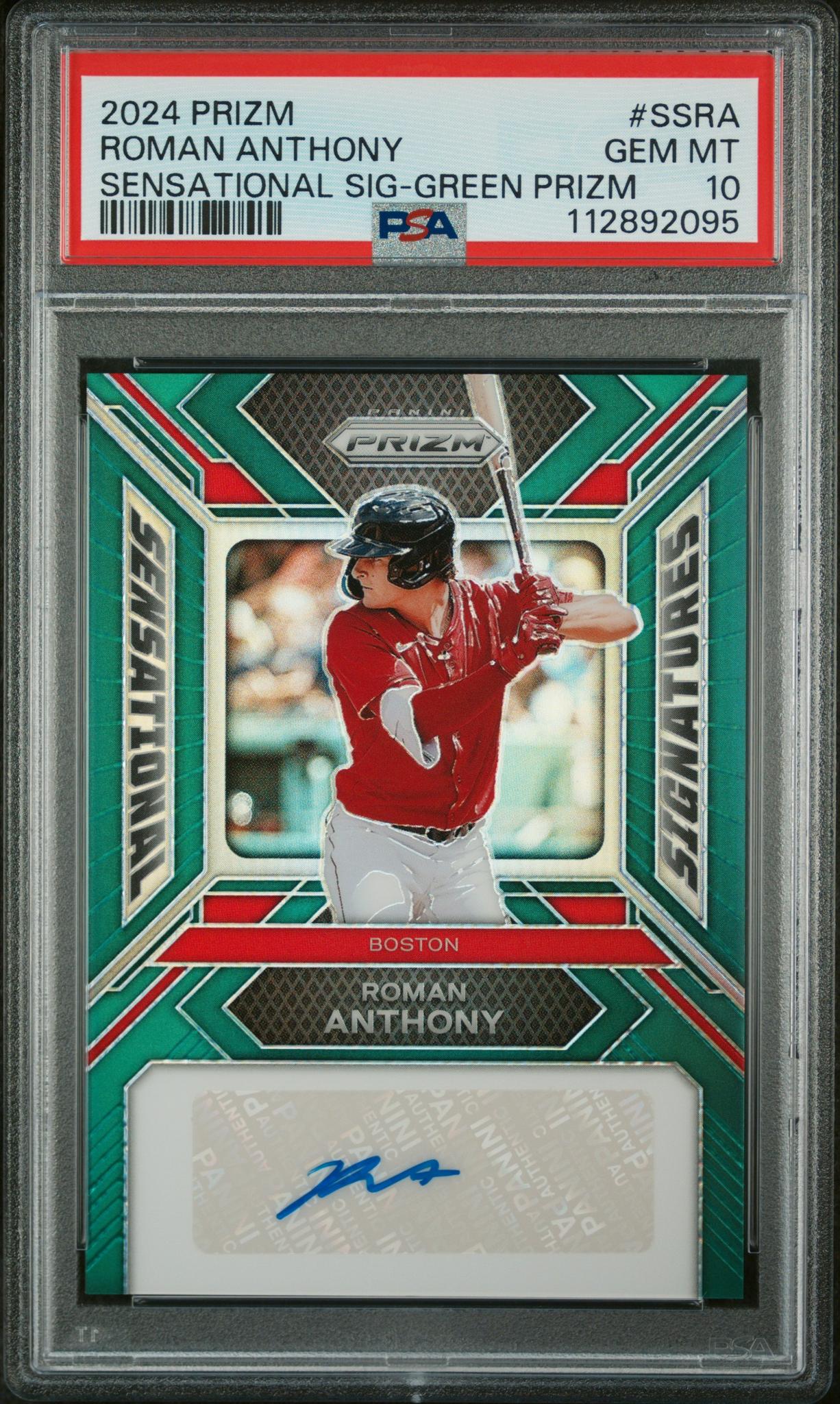 2024 Panini Prizm Sensational Signatures Sensational Sig-Green Prizm Roman Anthony #SSRA PSA 10