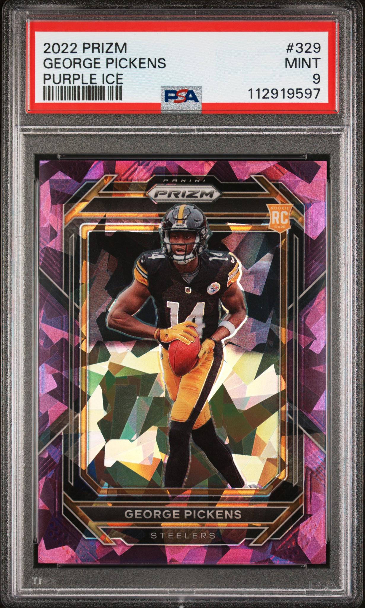 2022 Panini Prizm Purple Ice Prizm George Pickens #329 /225 PSA 9